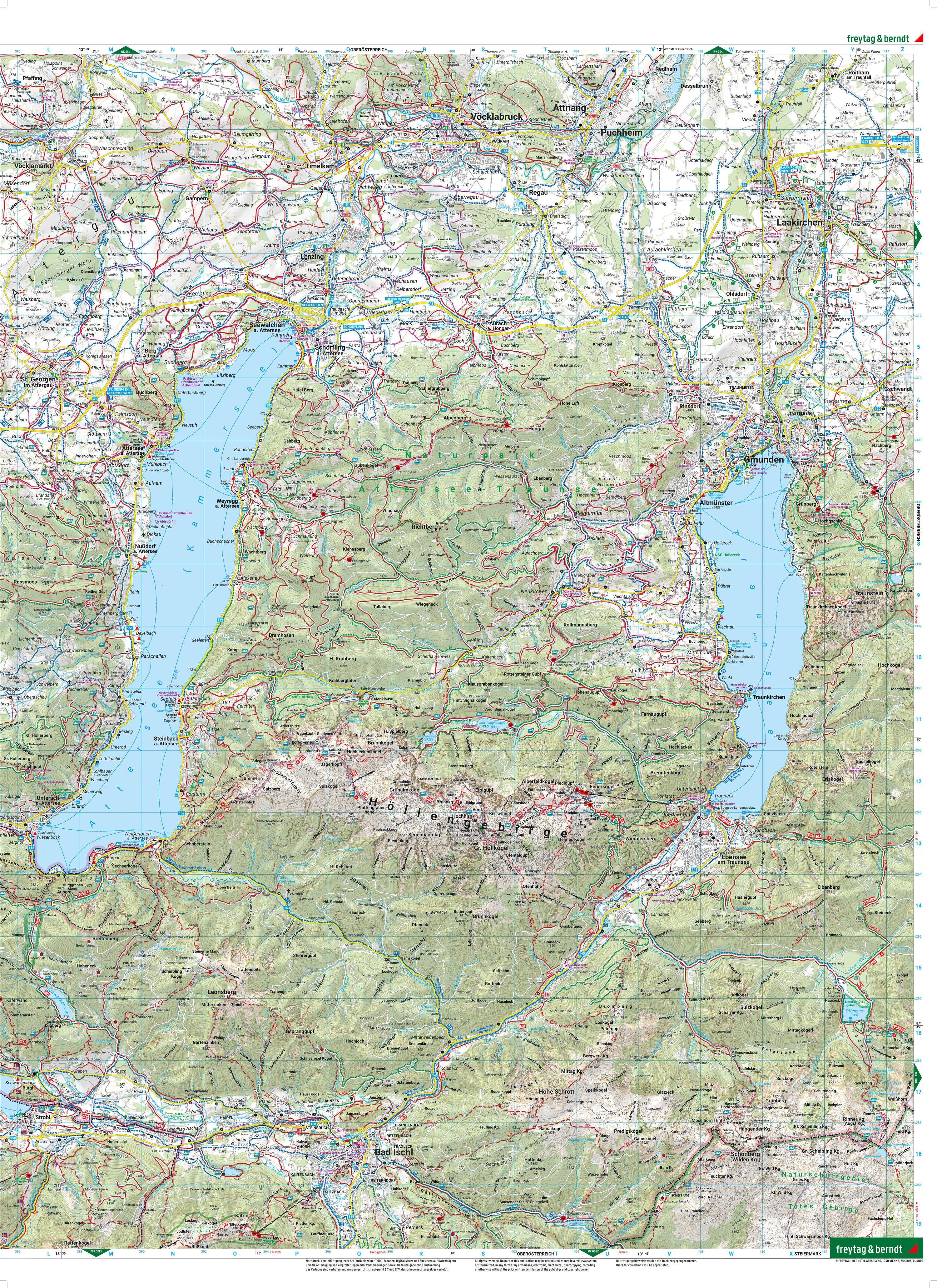 Beispielinhalt (Bild) freytag & berndt Wanderkarte WK 0282 Salzkammergut, Attersee - Traunsee - Mondsee - Wolfgangsee 1:50.000