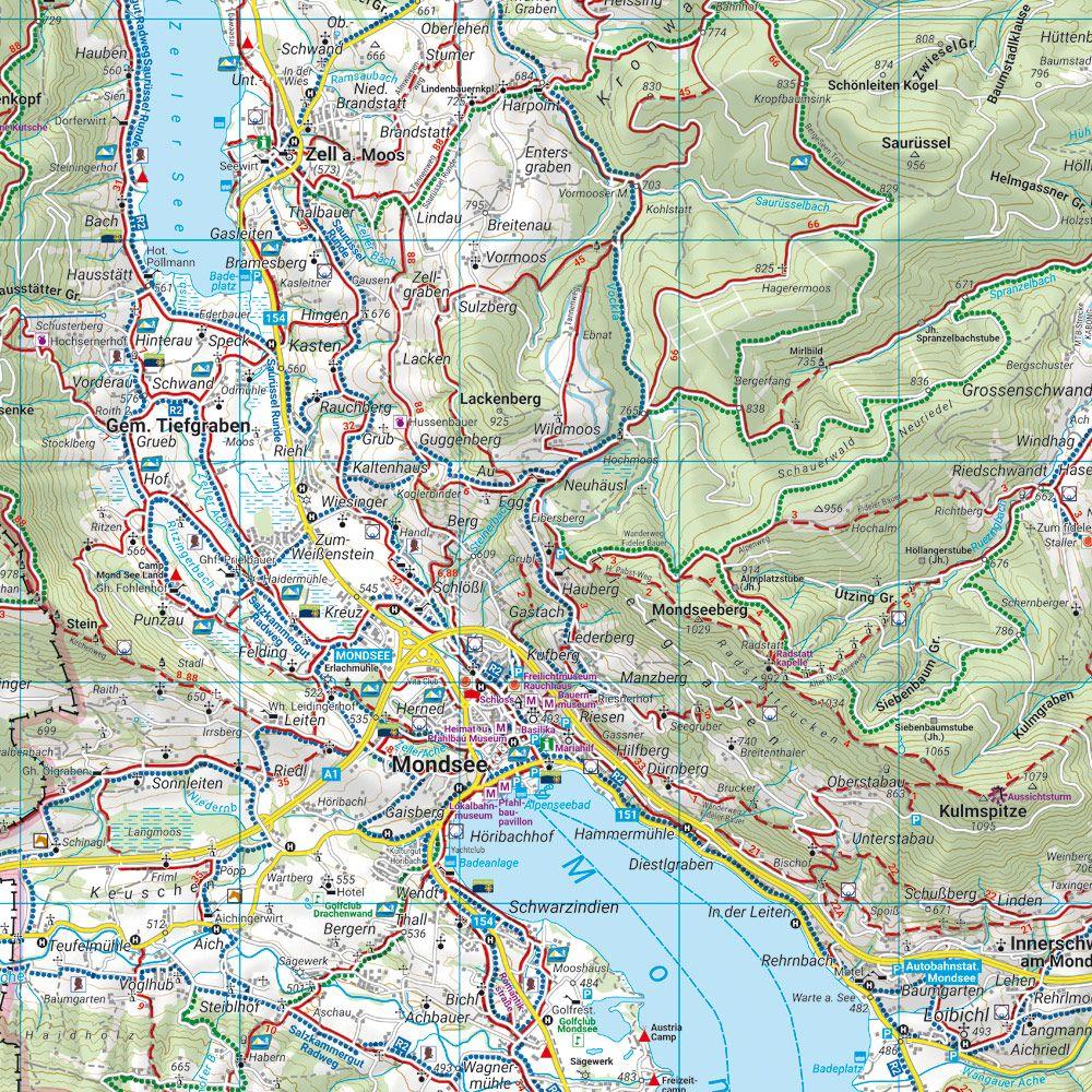 Beispielinhalt (Bild) freytag & berndt Wanderkarte WK 0282 Salzkammergut, Attersee - Traunsee - Mondsee - Wolfgangsee 1:50.000