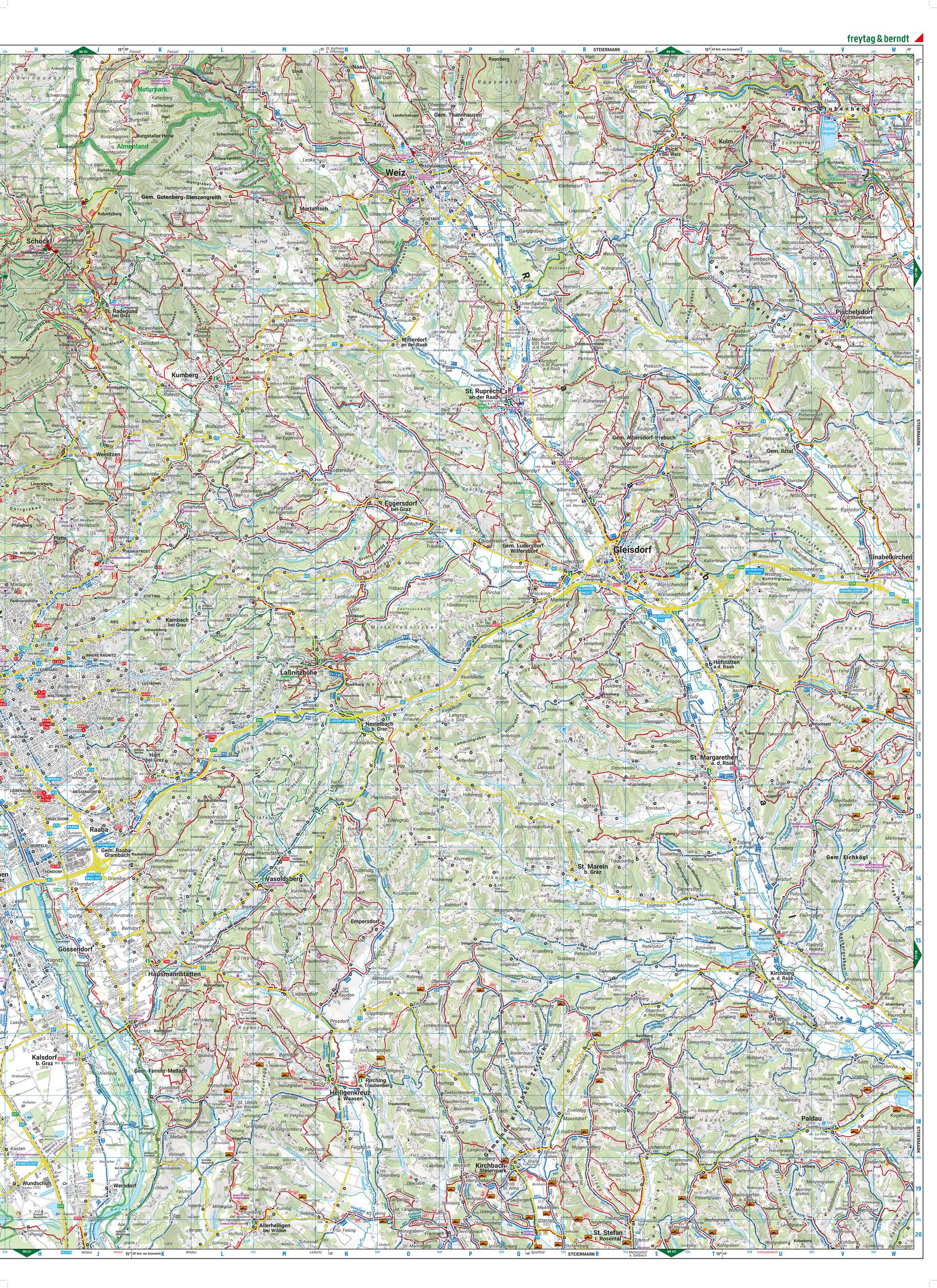 Beispielinhalt (Bild) Graz und Umgebung, Wander-, Rad- und Freizeitkarte 1:50.000, freytag & berndt, WK 0133