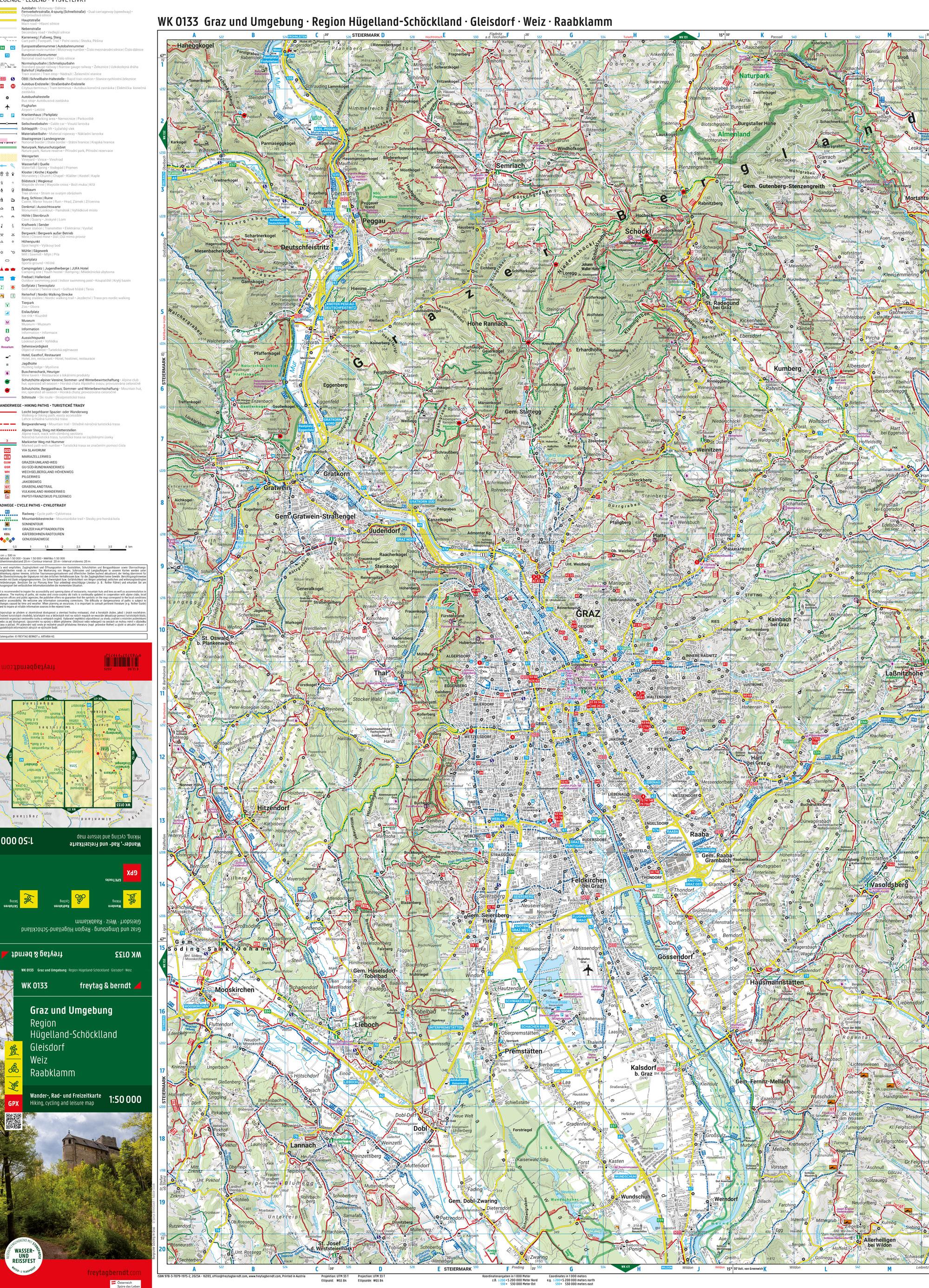Beispielinhalt (Bild) Graz und Umgebung, Wander-, Rad- und Freizeitkarte 1:50.000, freytag & berndt, WK 0133