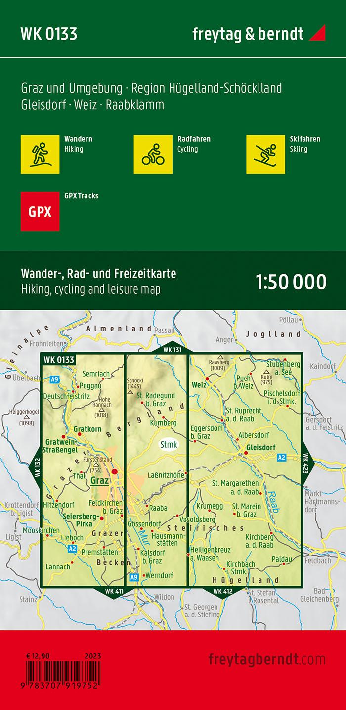 Rückseitencover Graz und Umgebung, Wander-, Rad- und Freizeitkarte 1:50.000, freytag & berndt, WK 0133