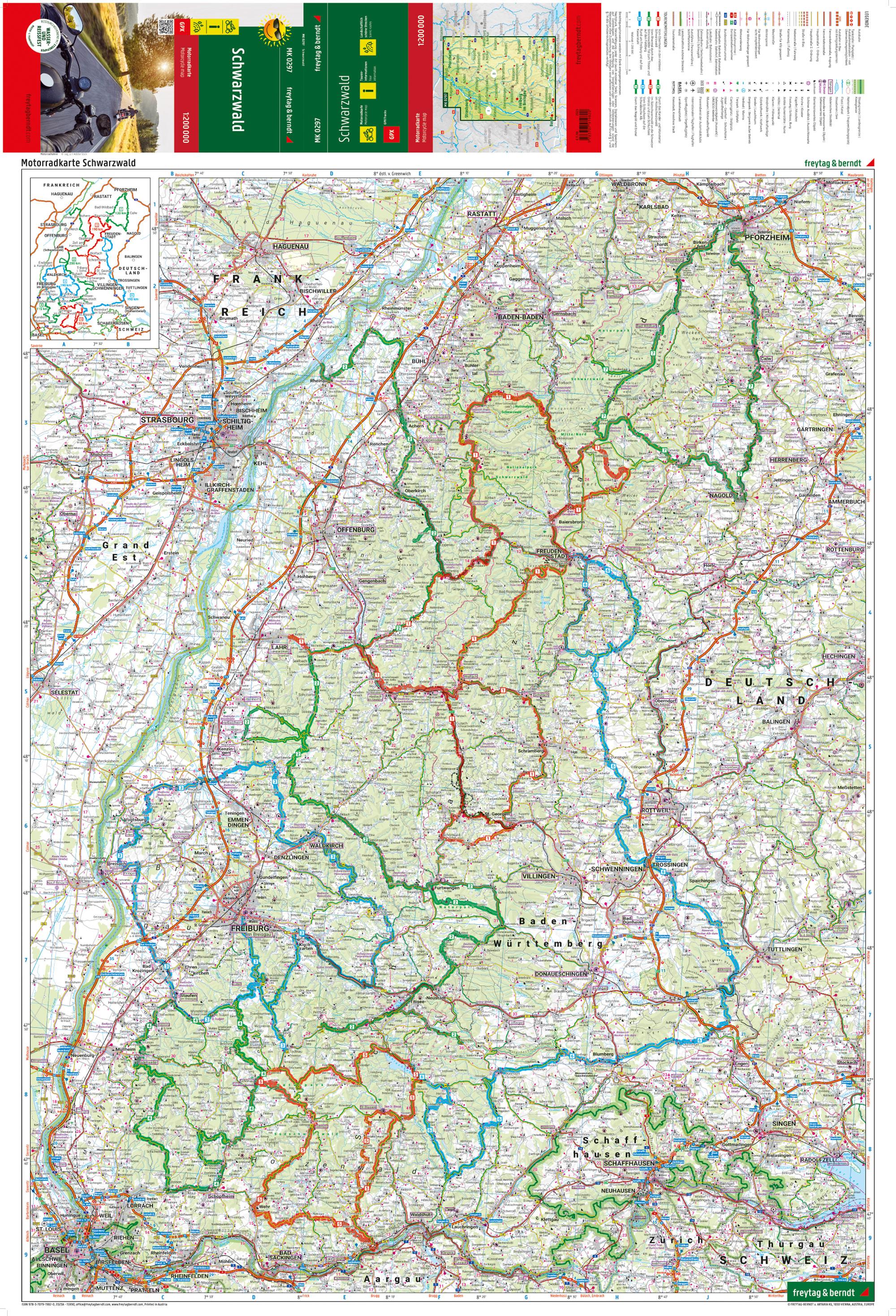 Beispielinhalt (Bild) Schwarzwald, Motorradkarte 1:200.000, freytag & berndt