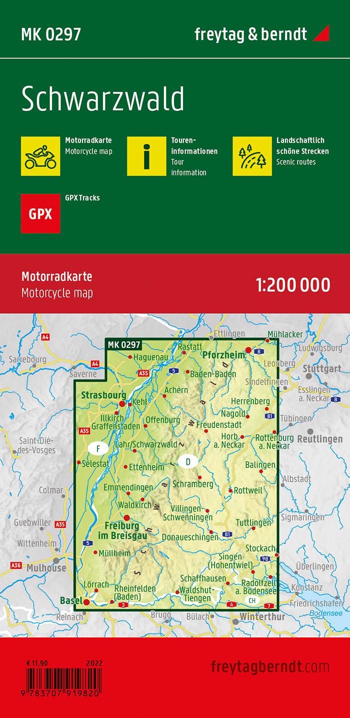 Rückseitencover Schwarzwald, Motorradkarte 1:200.000, freytag & berndt