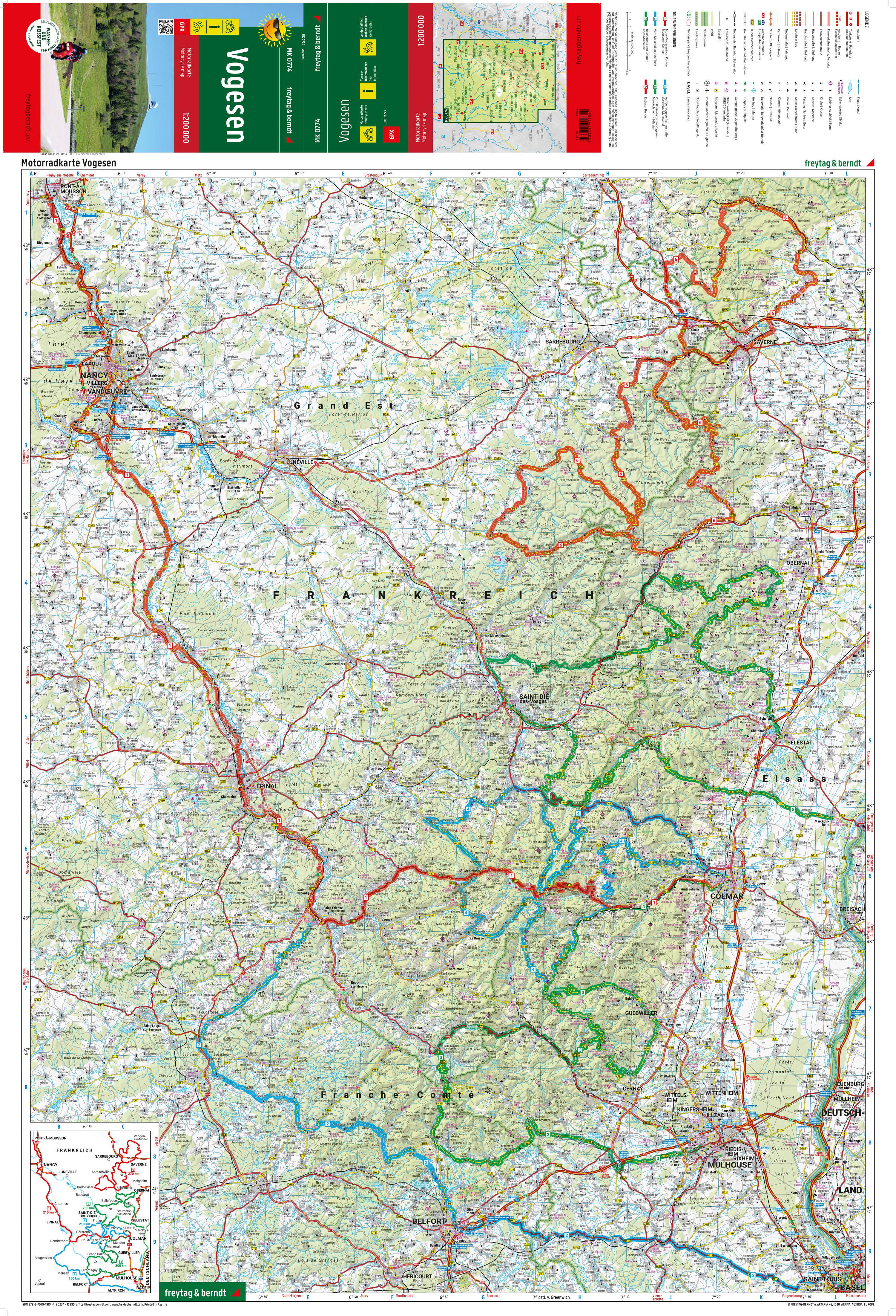 Beispielinhalt (Bild) Vogesen, Motorradkarte 1:200.000, freytag & berndt