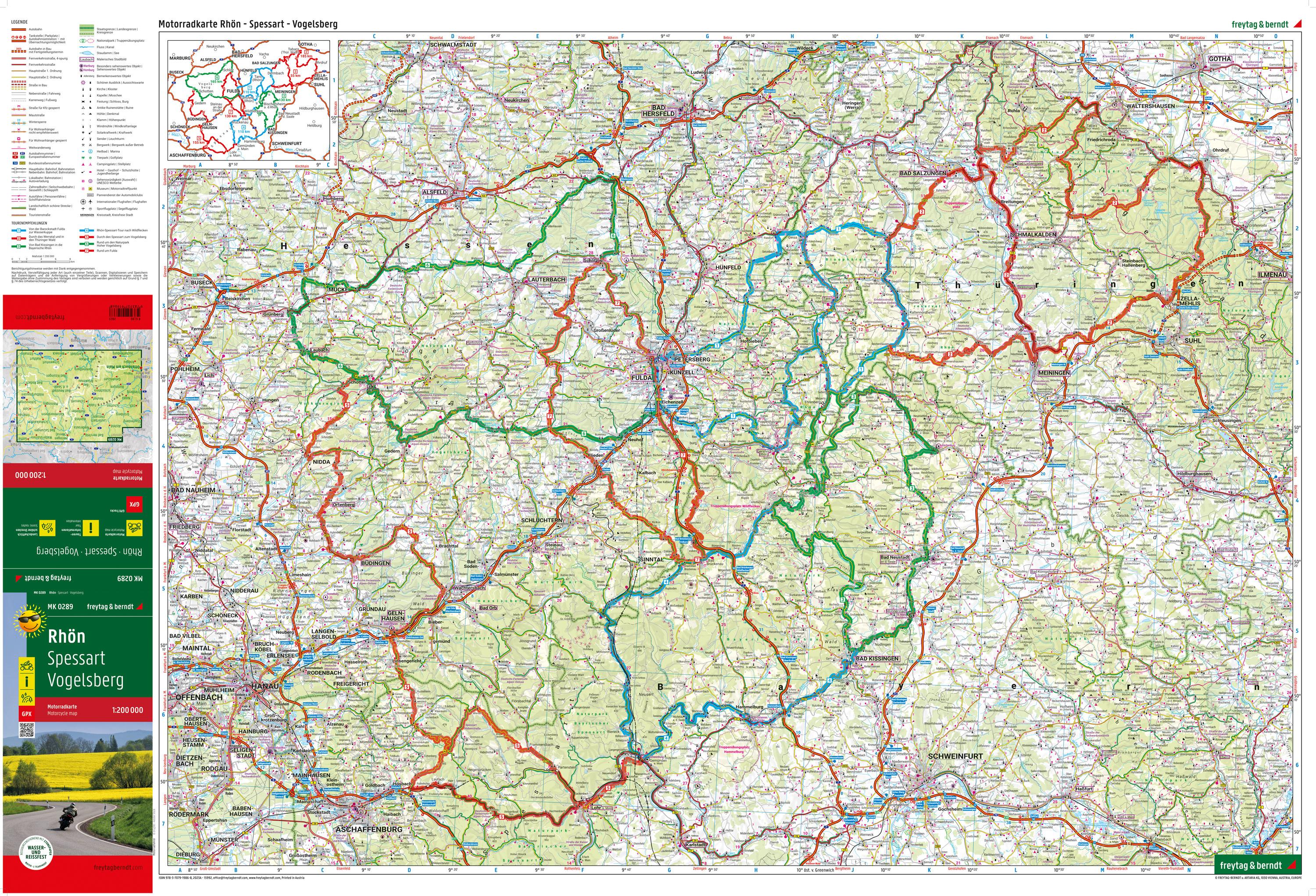 Beispielinhalt (Bild) Rhön, Motorradkarte 1:200.000, freytag & berndt
