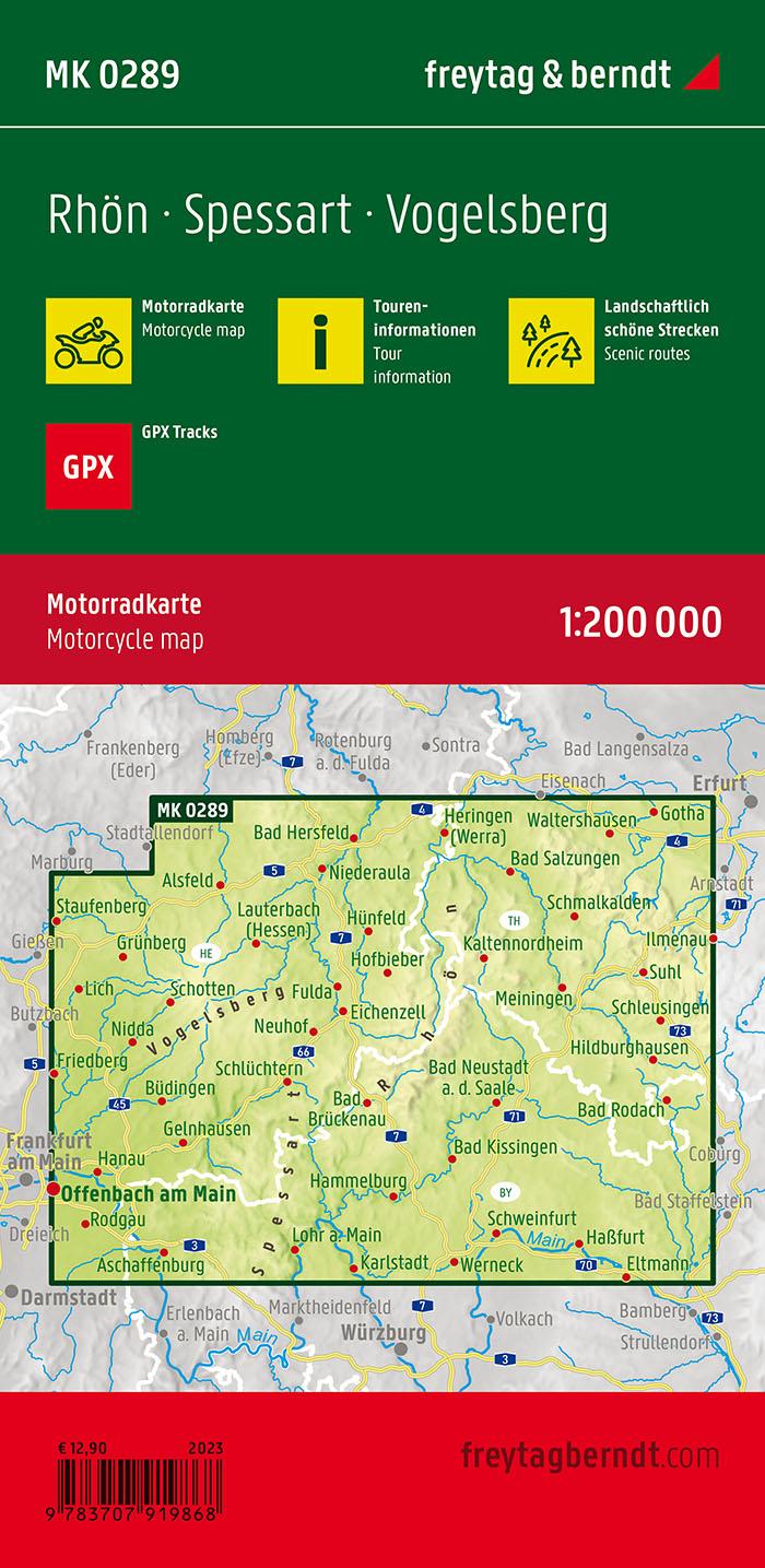 Rückseitencover Rhön, Motorradkarte 1:200.000, freytag & berndt