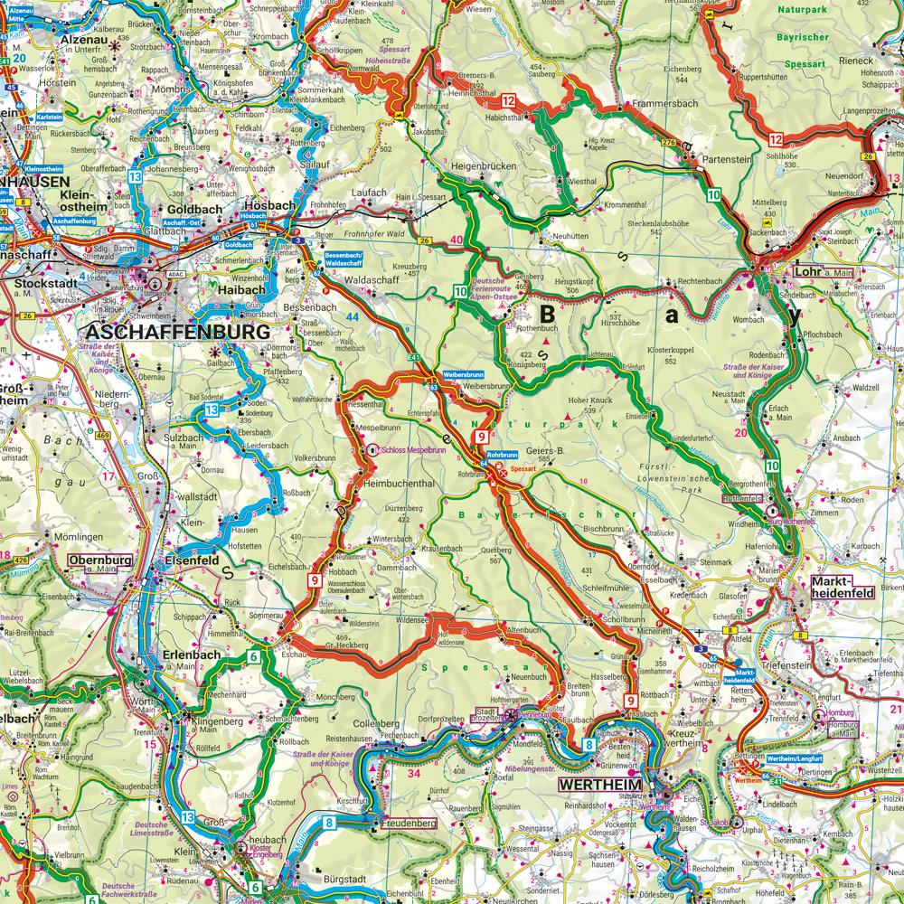 Beispielinhalt (Bild) Spessart, Motorradkarte 1:200.000, freytag & berndt