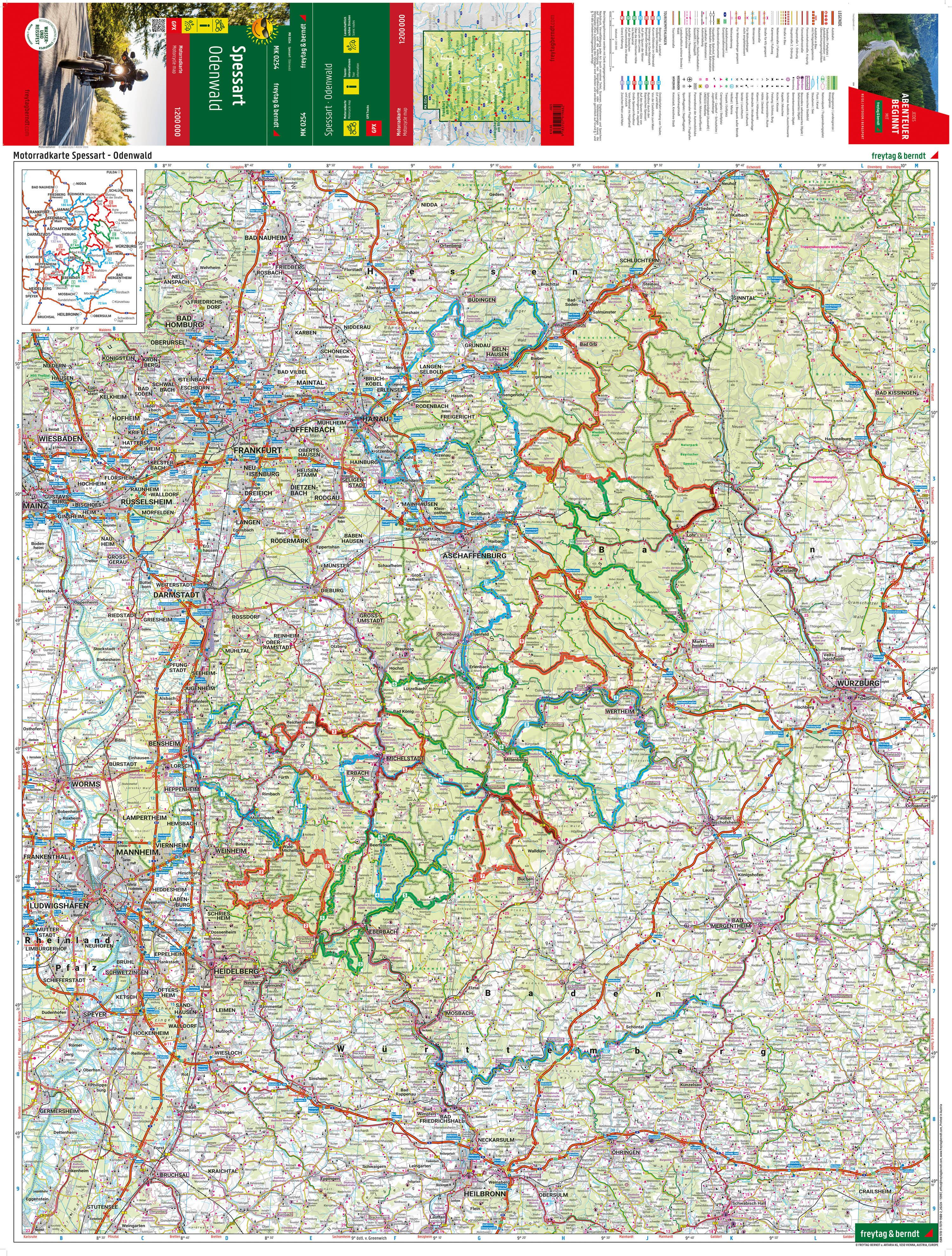Beispielinhalt (Bild) Spessart, Motorradkarte 1:200.000, freytag & berndt