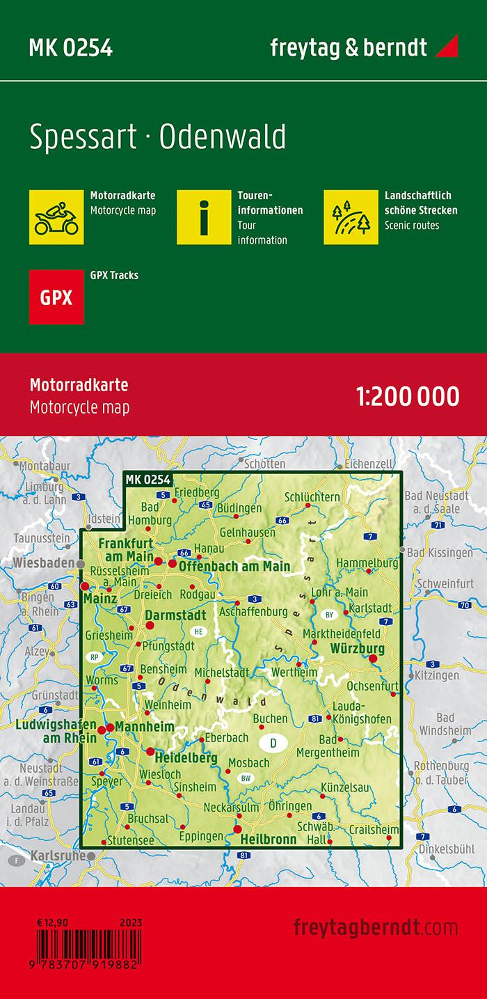 Rückseitencover Spessart, Motorradkarte 1:200.000, freytag & berndt