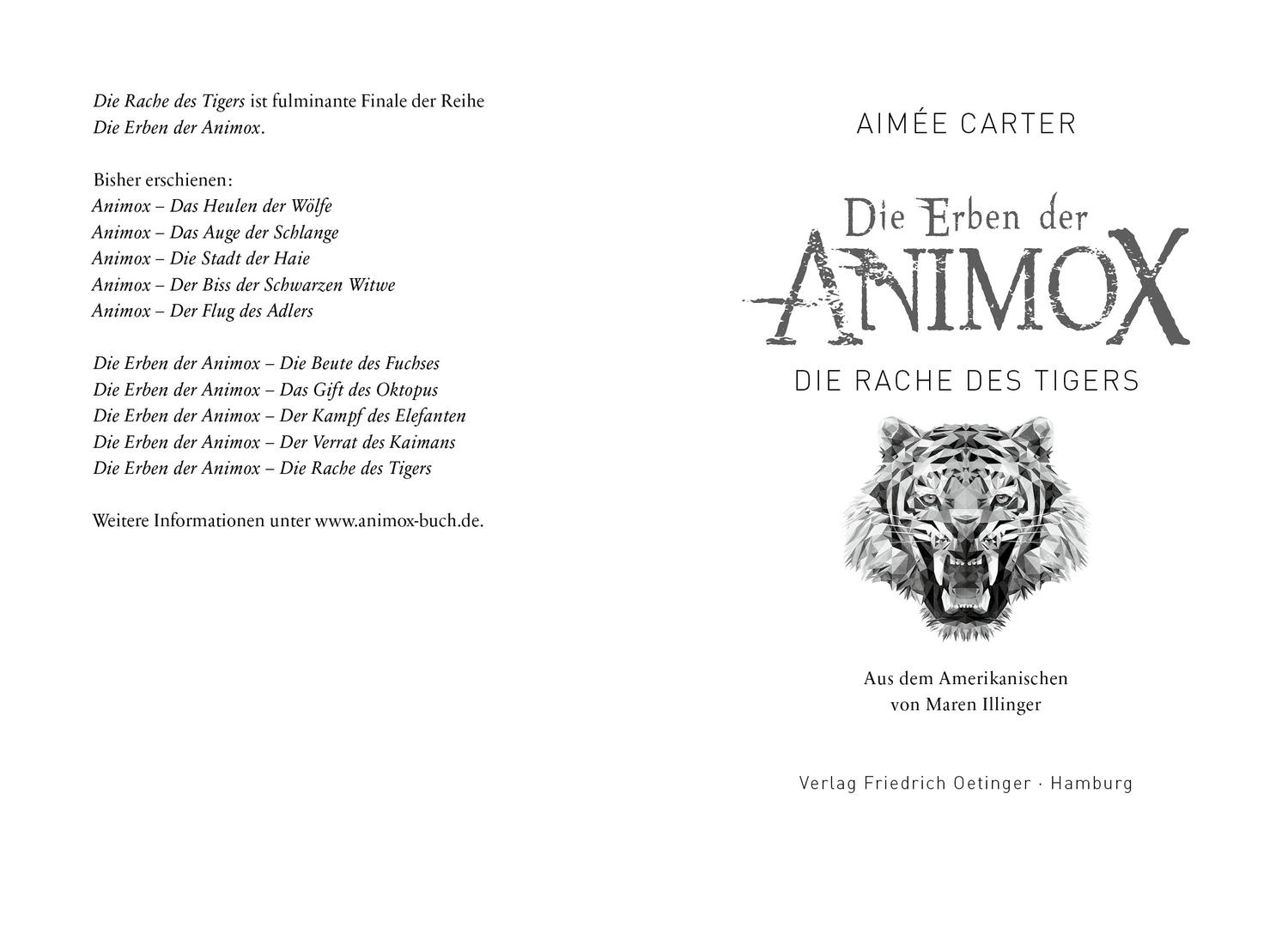 Beispielinhalt (Bild) Die Erben der Animox 5. Die Rache des Tigers