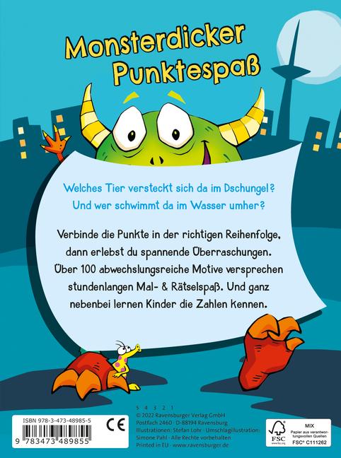 Beispielinhalt (Bild) Ravensburger Mein monsterstarker Von-Punkt-zu-Punkt-Block - Für Kinder ab 5 Jahren
