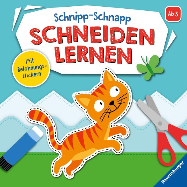 Vorderes Coverbild Ravensburger Schnipp-Schnapp Schneiden lernen - Schneiden und Kleben ab 3 Jahren - Block mit Belohnungsstickern und Profi-Urkunde - Perforierte Seiten