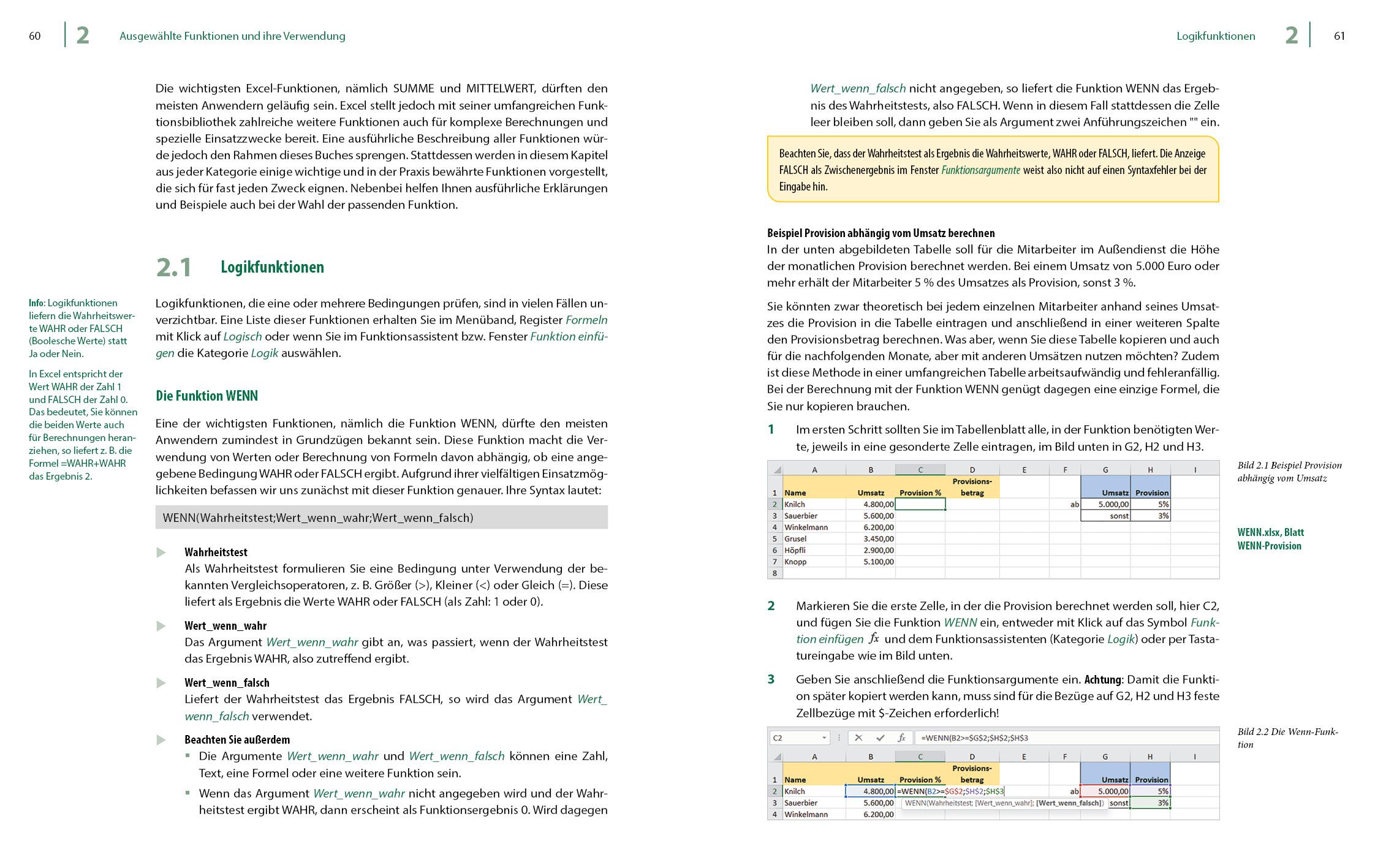 Beispielinhalt (Bild) Excel 2021 - Stufe 2: Aufbauwissen