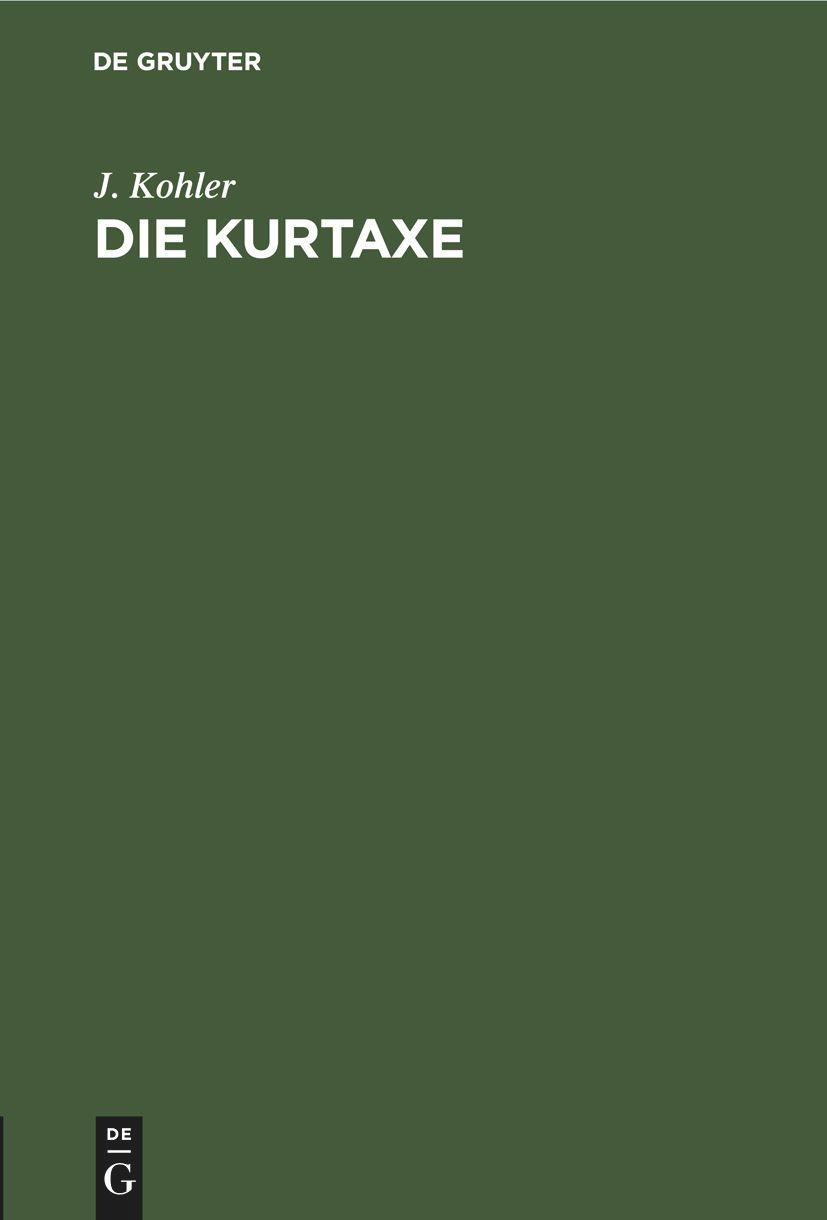 Vorderes Coverbild Die Kurtaxe