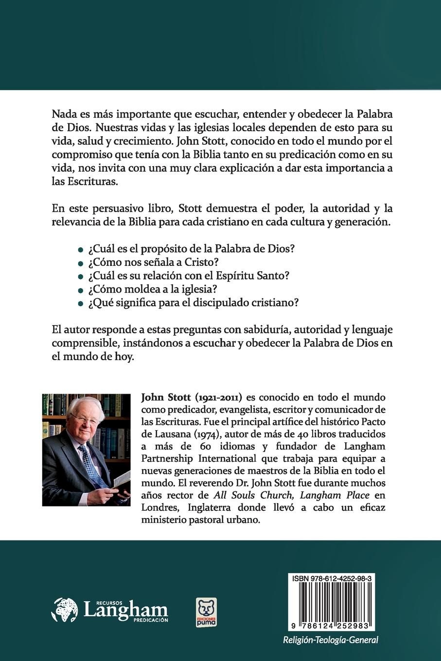 Rückseitencover LA PALABRA DE DIOS PARA EL MUNDO DE HOY