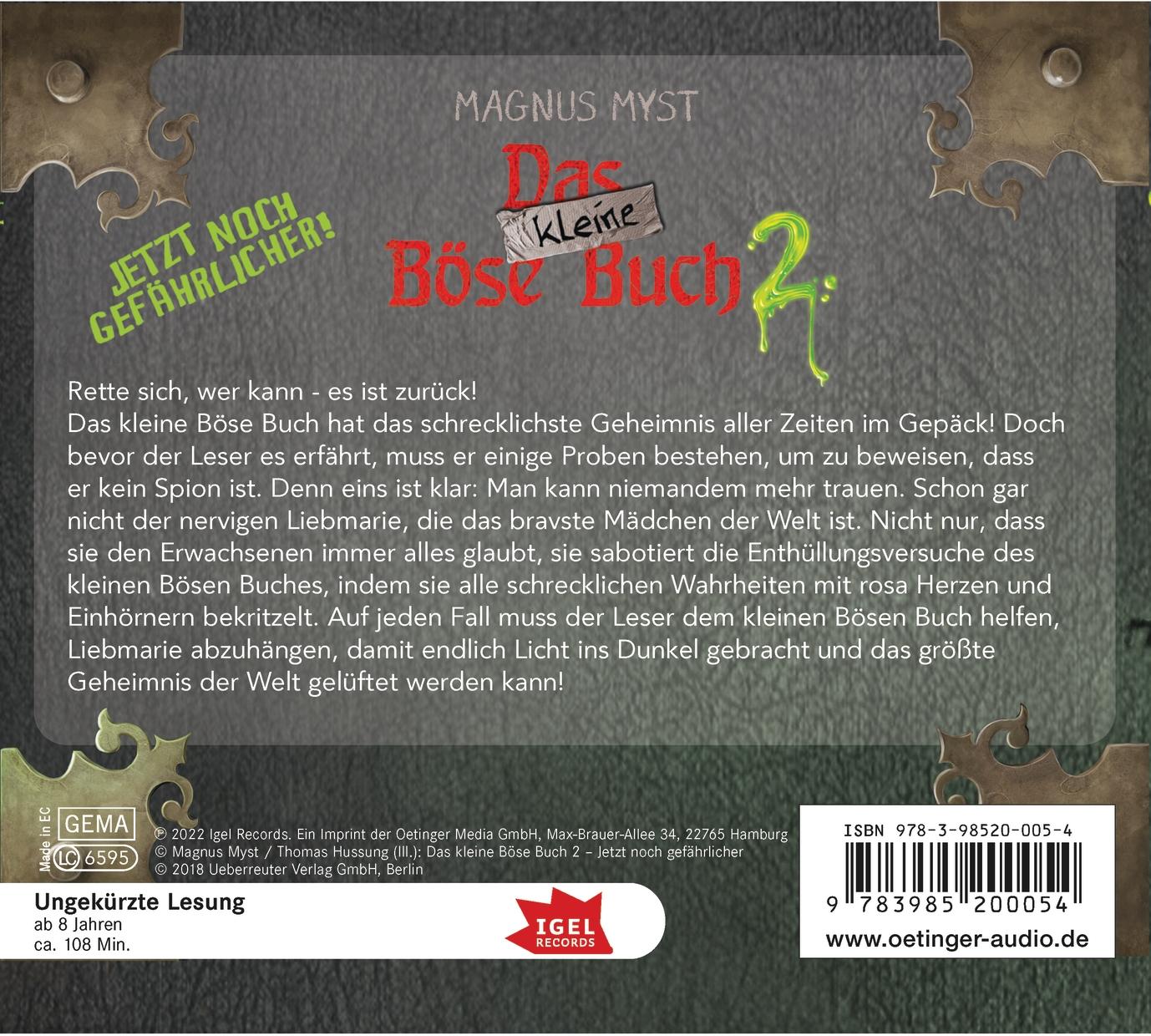 Rückseitencover Das kleine Böse Buch 2. Jetzt noch gefährlicher