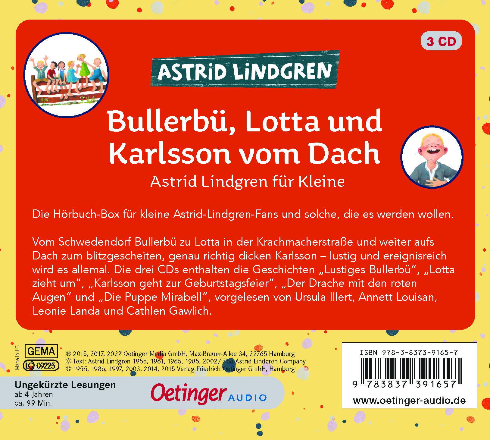 Rückseitencover Bullerbü, Lotta und Karlsson vom Dach