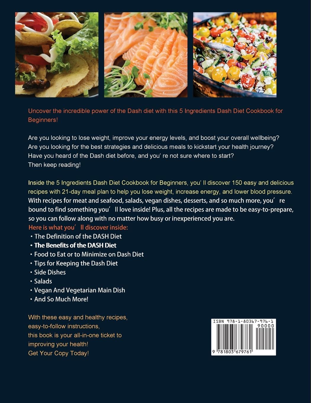 Rückseitencover 5 Ingredients Dash Diet Cookbook for Beginners 2021