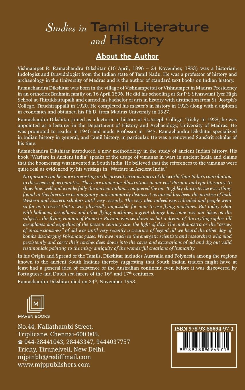 Rückseitencover STUDIES IN TAMIL LITERATURE AND HISTORY