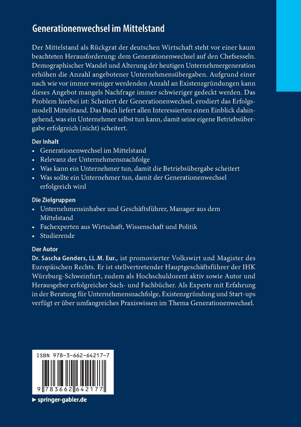 Rückseitencover Generationenwechsel im Mittelstand