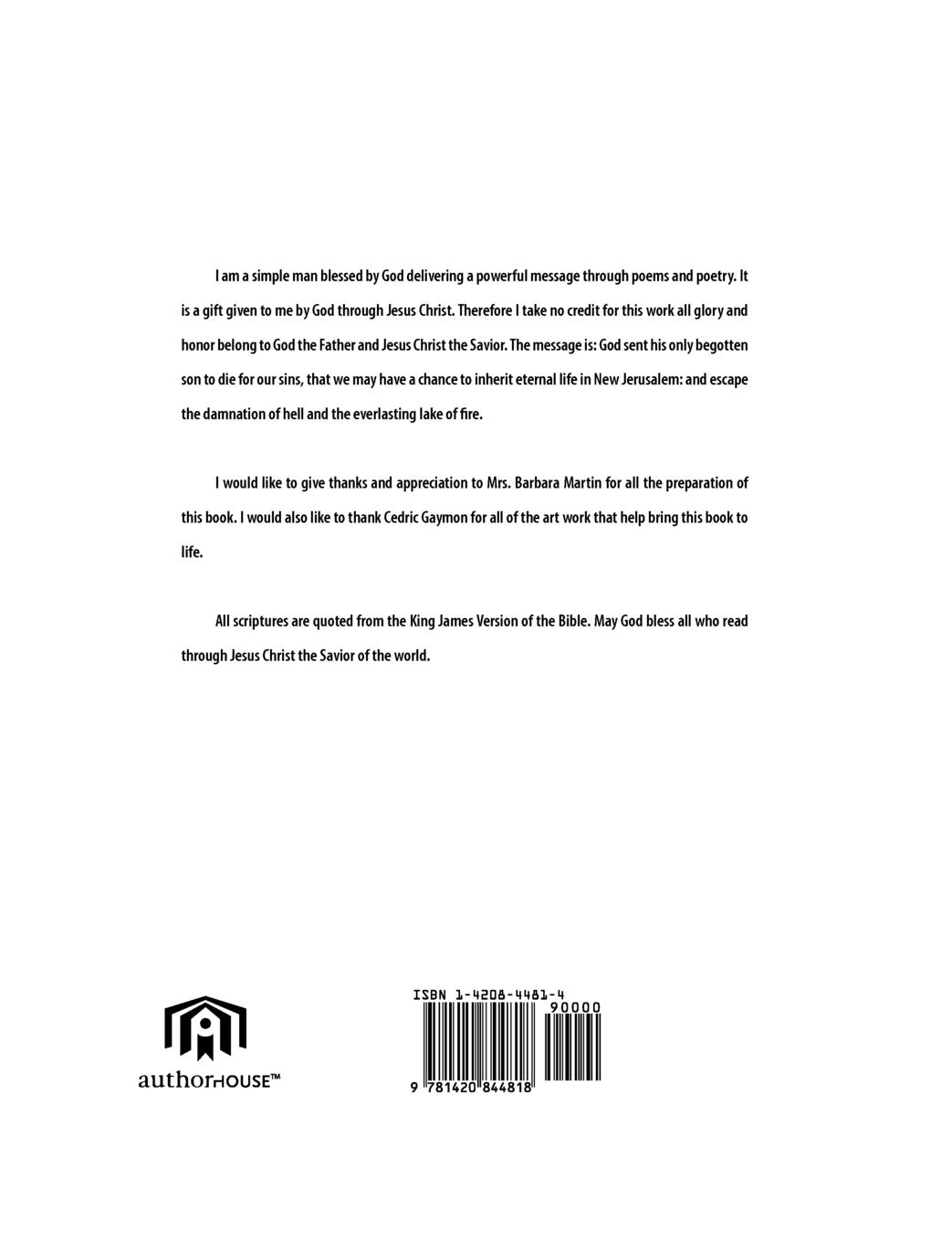 Rückseitencover Poems of Truth Ministry