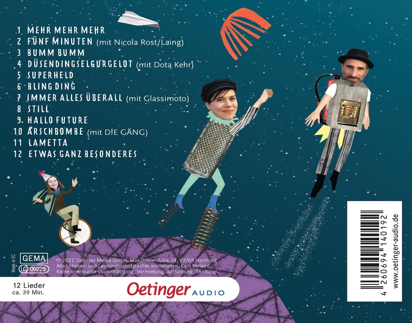 Rückseitencover Mehr Mehr Mehr. Kinderlieder