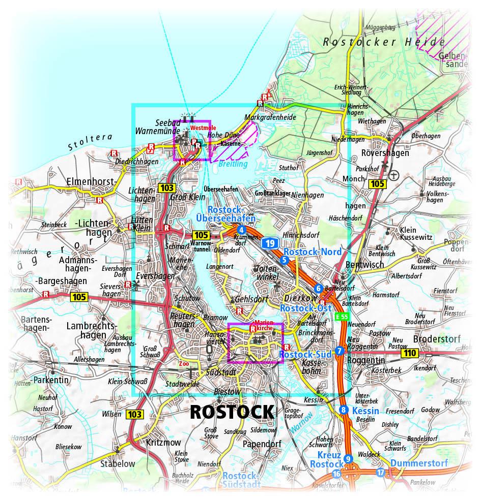 Beispielinhalt (Bild) Rostock. Stadtplan 1:16 000