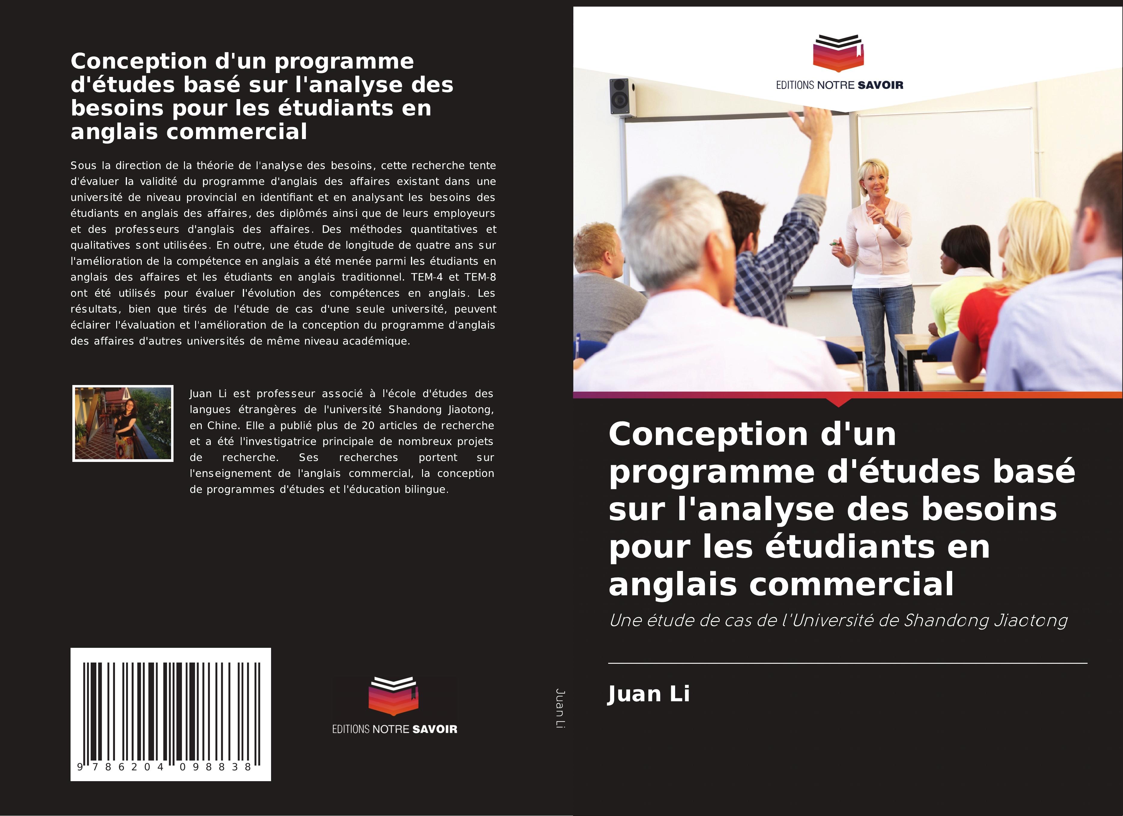 Vorderes Coverbild Conception d'un programme d'études basé sur l'analyse des besoins pour les étudiants en anglais commercial