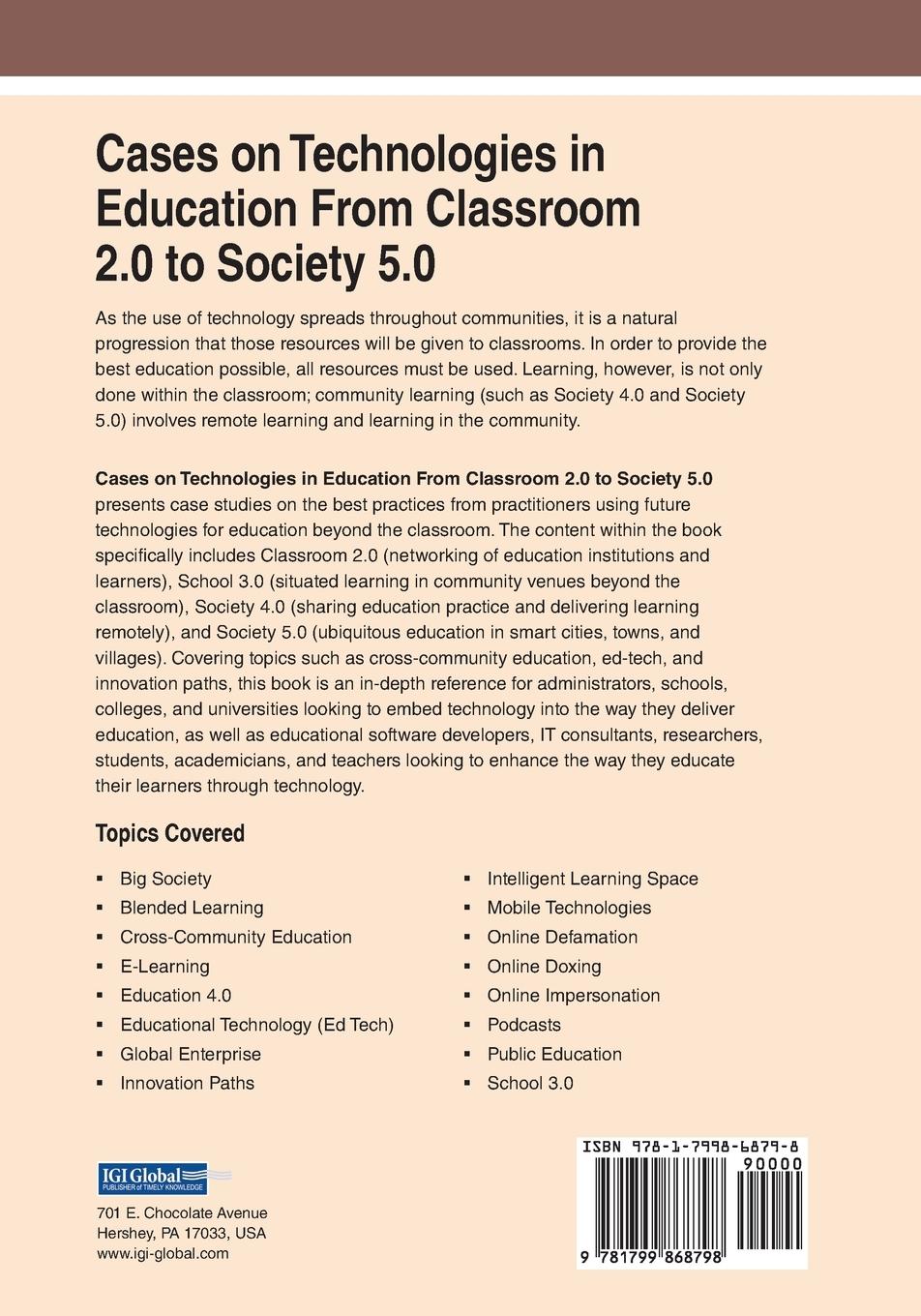 Rückseitencover Cases on Technologies in Education From Classroom 2.0 to Society 5.0