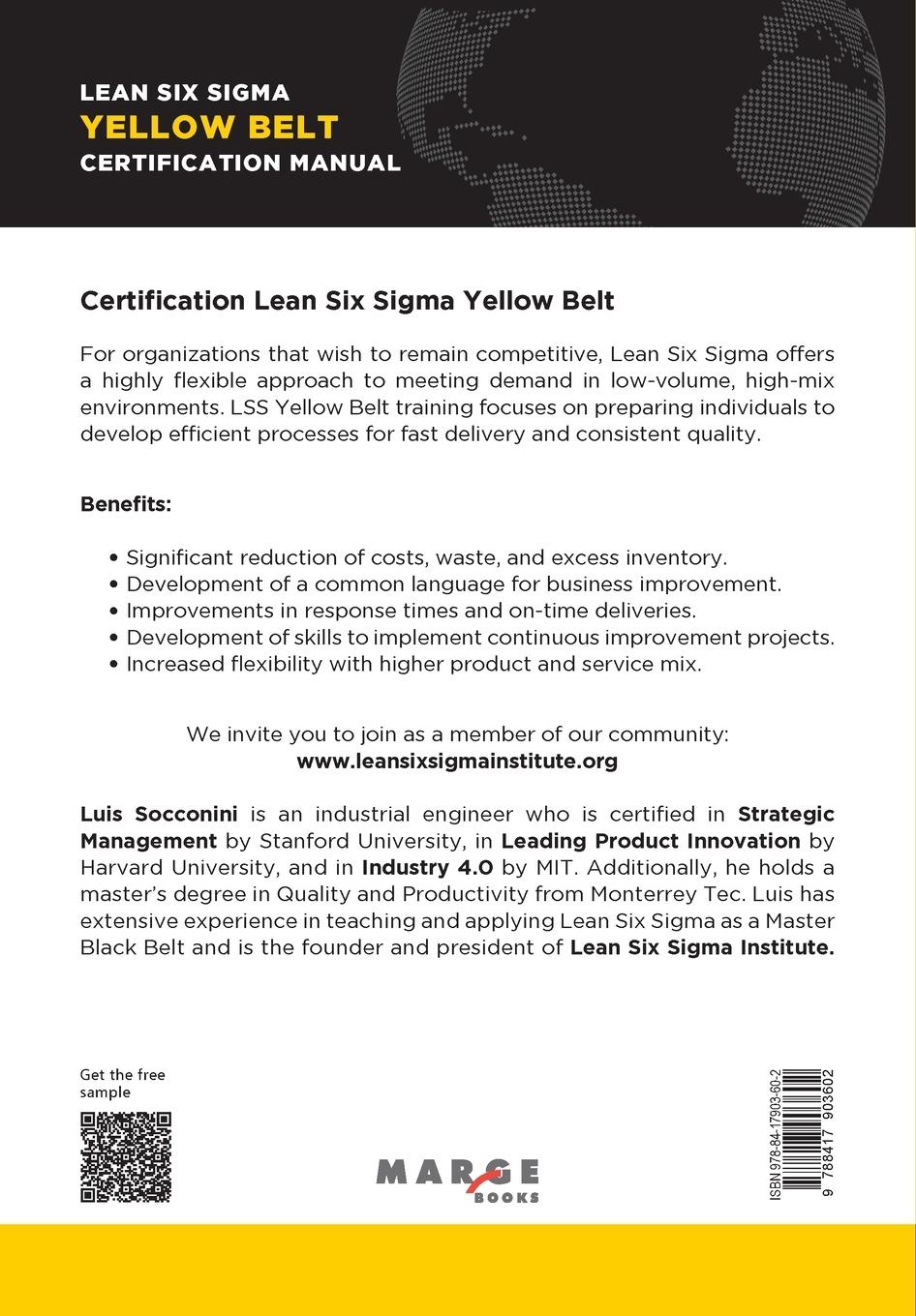 Rückseitencover Lean Six Sigma Yellow Belt. Certification Manual
