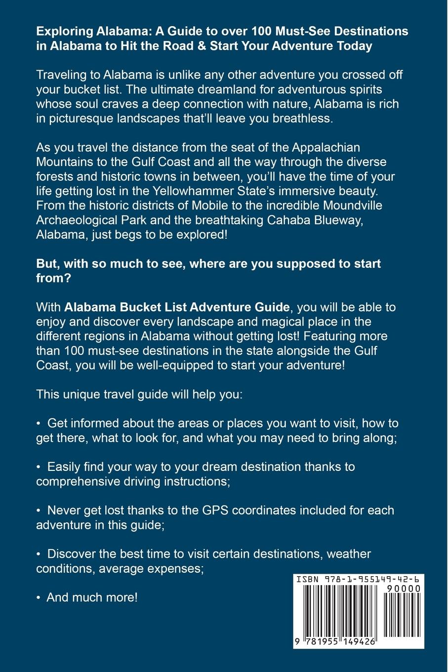 Rückseitencover Alabama Bucket List Adventure Guide