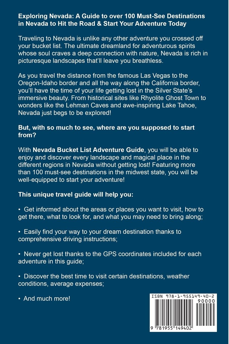Rückseitencover Nevada Bucket List Adventure Guide