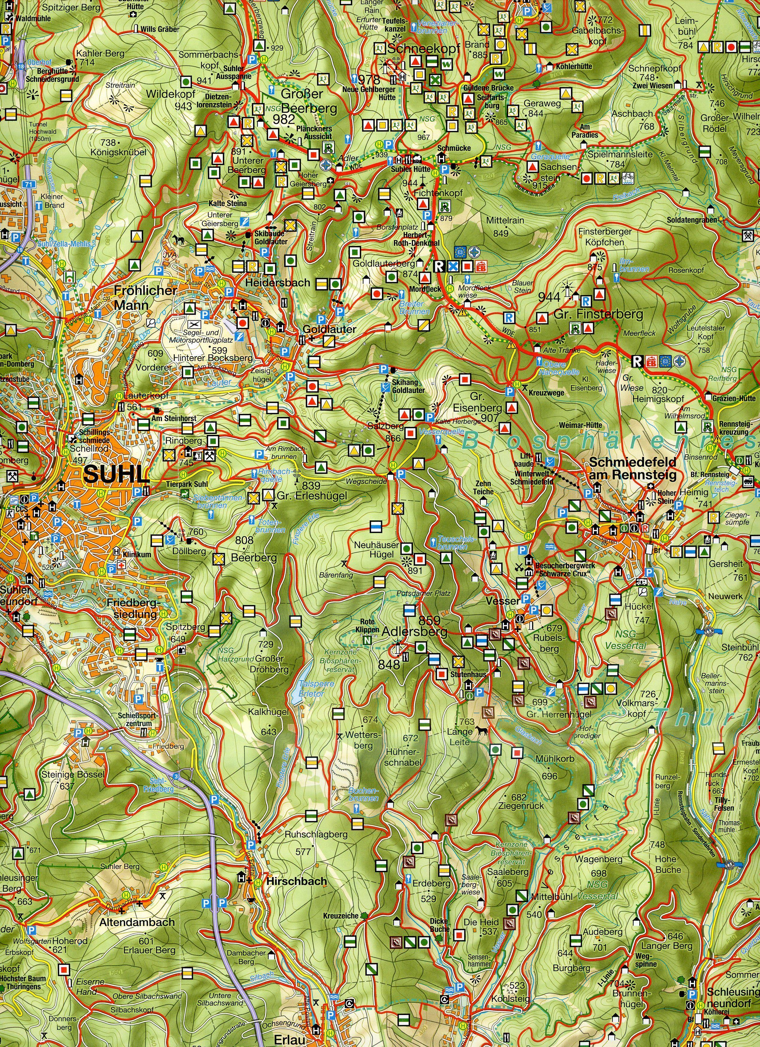 Beispielinhalt (Bild) Mittlerer Thüringer Wald 1 : 50 000 Wanderkarte