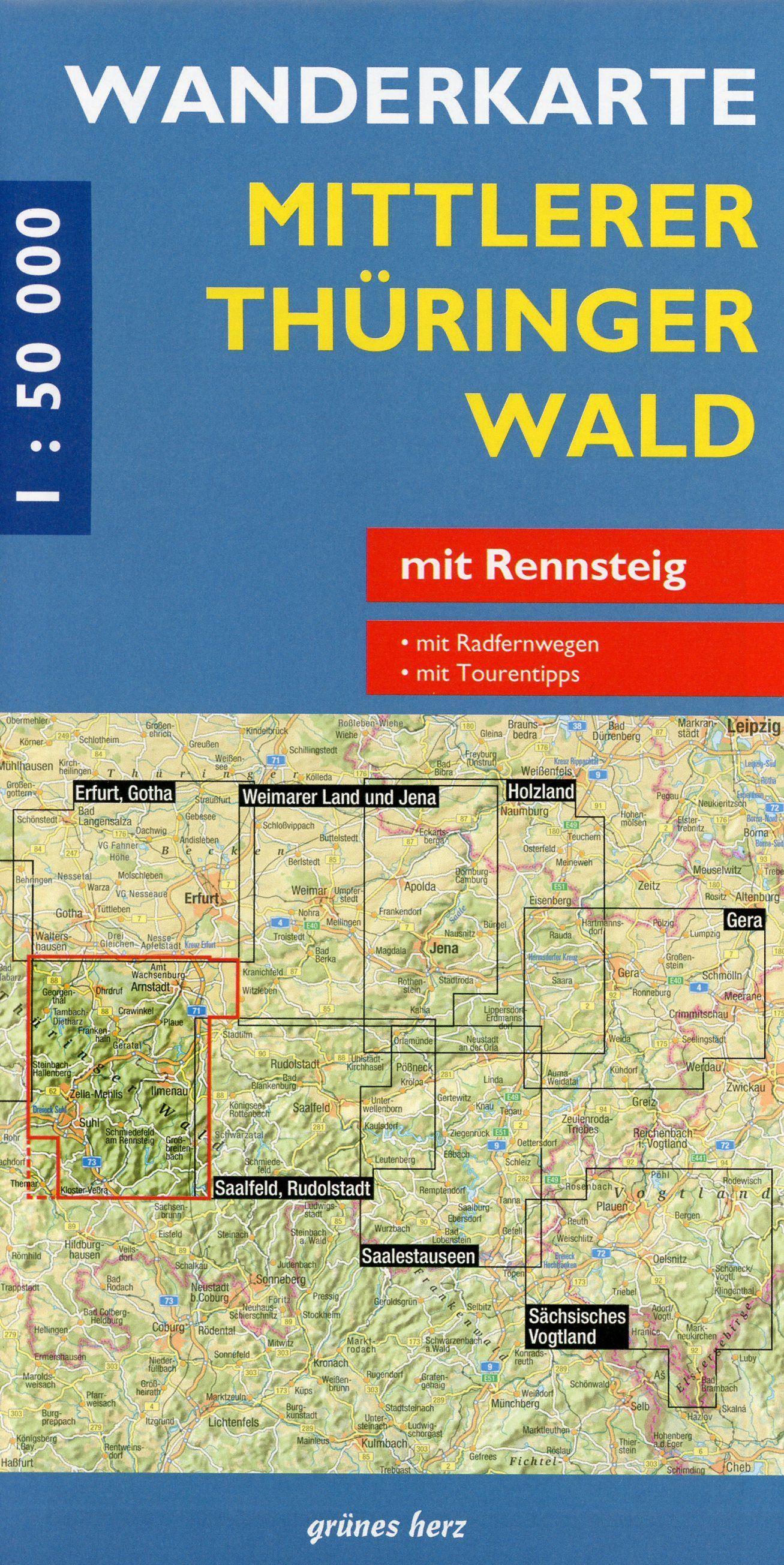 Vorderes Coverbild Mittlerer Thüringer Wald 1 : 50 000 Wanderkarte