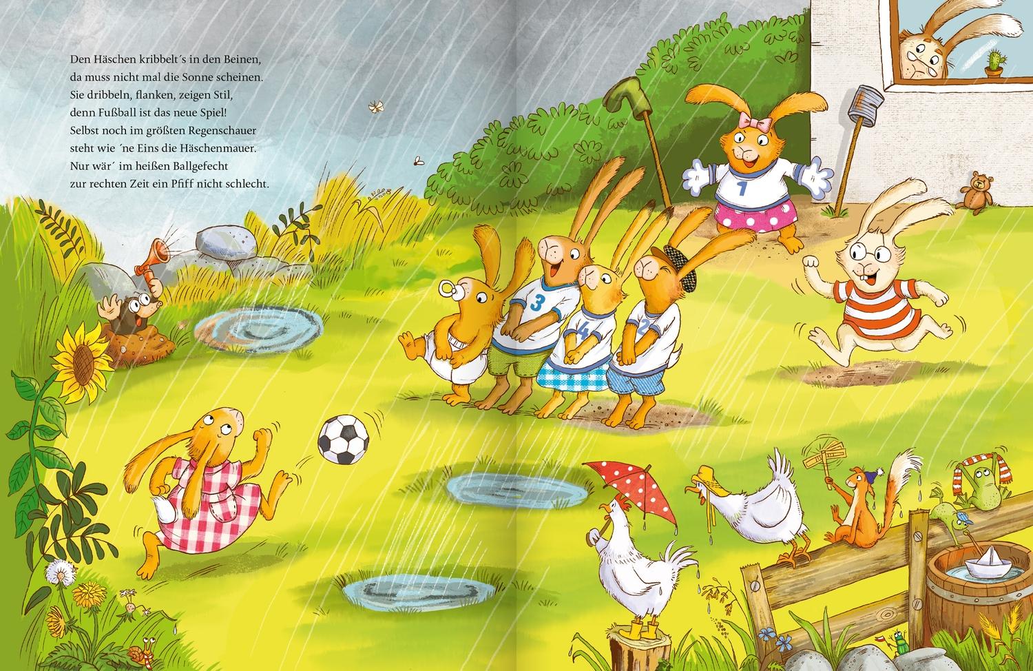 Beispielinhalt (Bild) Wenn sieben wilde kleine Hasen dem Nachbarn gleich zu Hilfe rasen