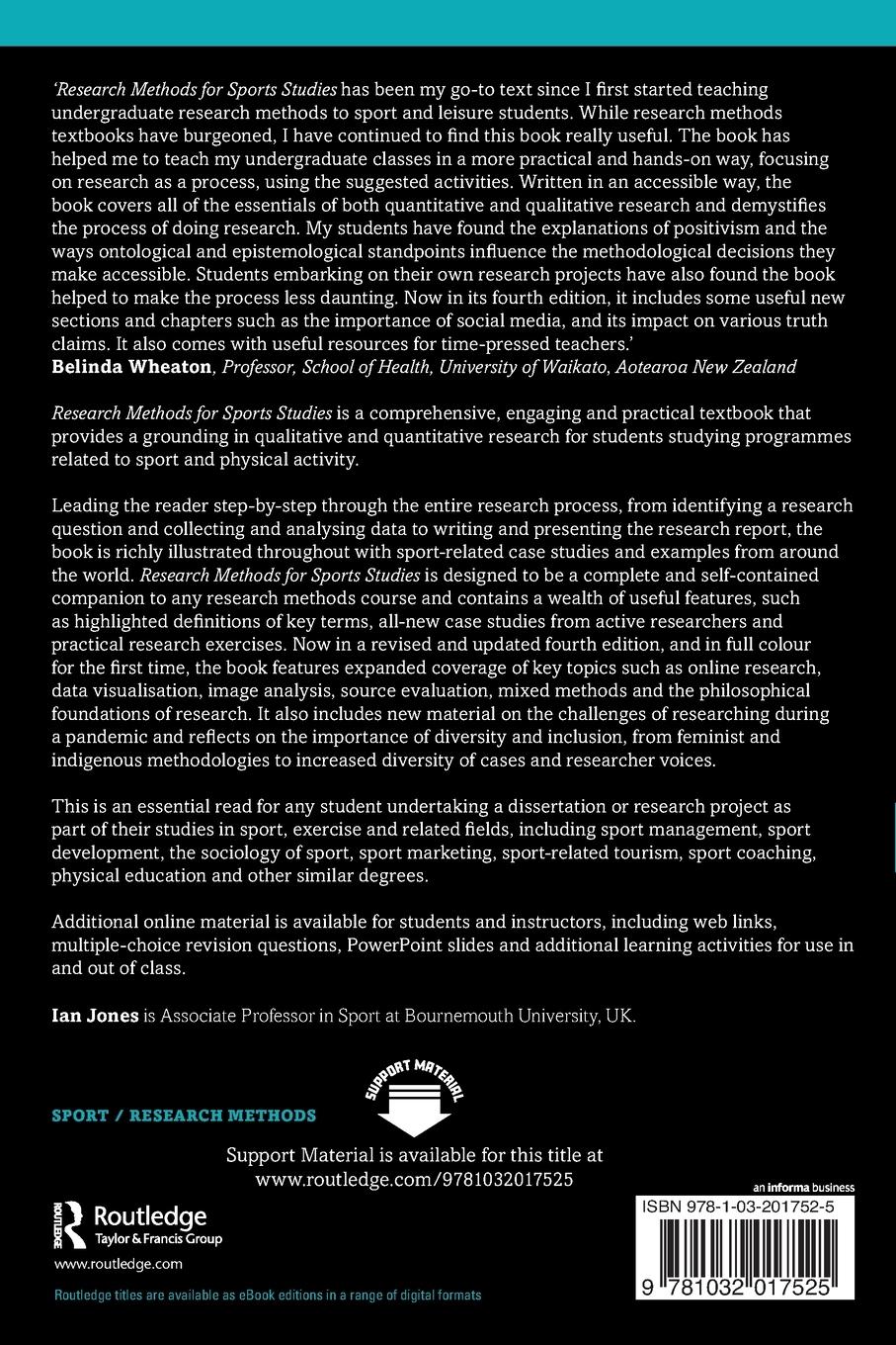 Rückseitencover Research Methods for Sports Studies