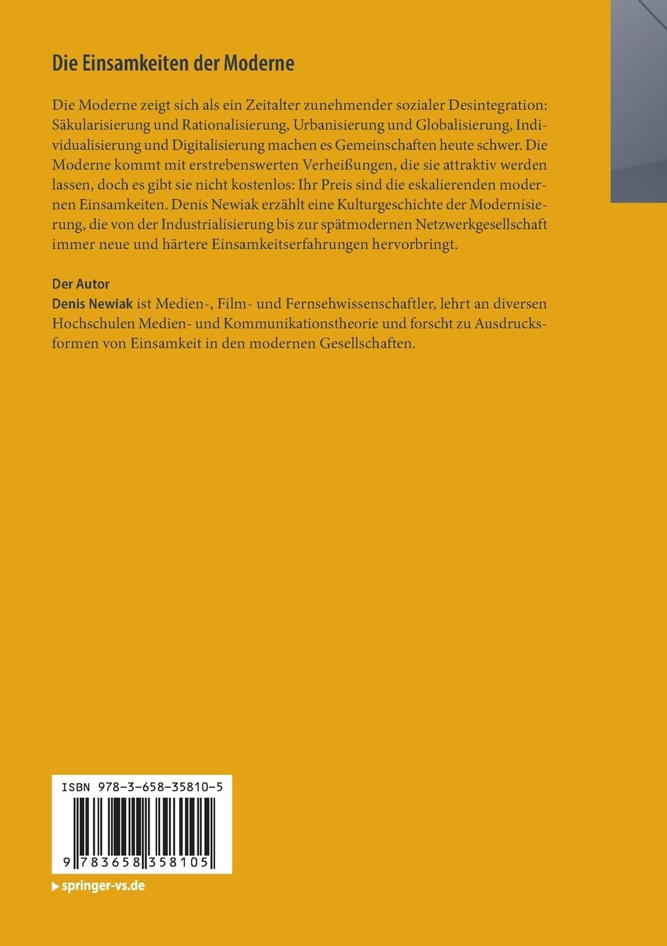 Rückseitencover Die Einsamkeiten der Moderne