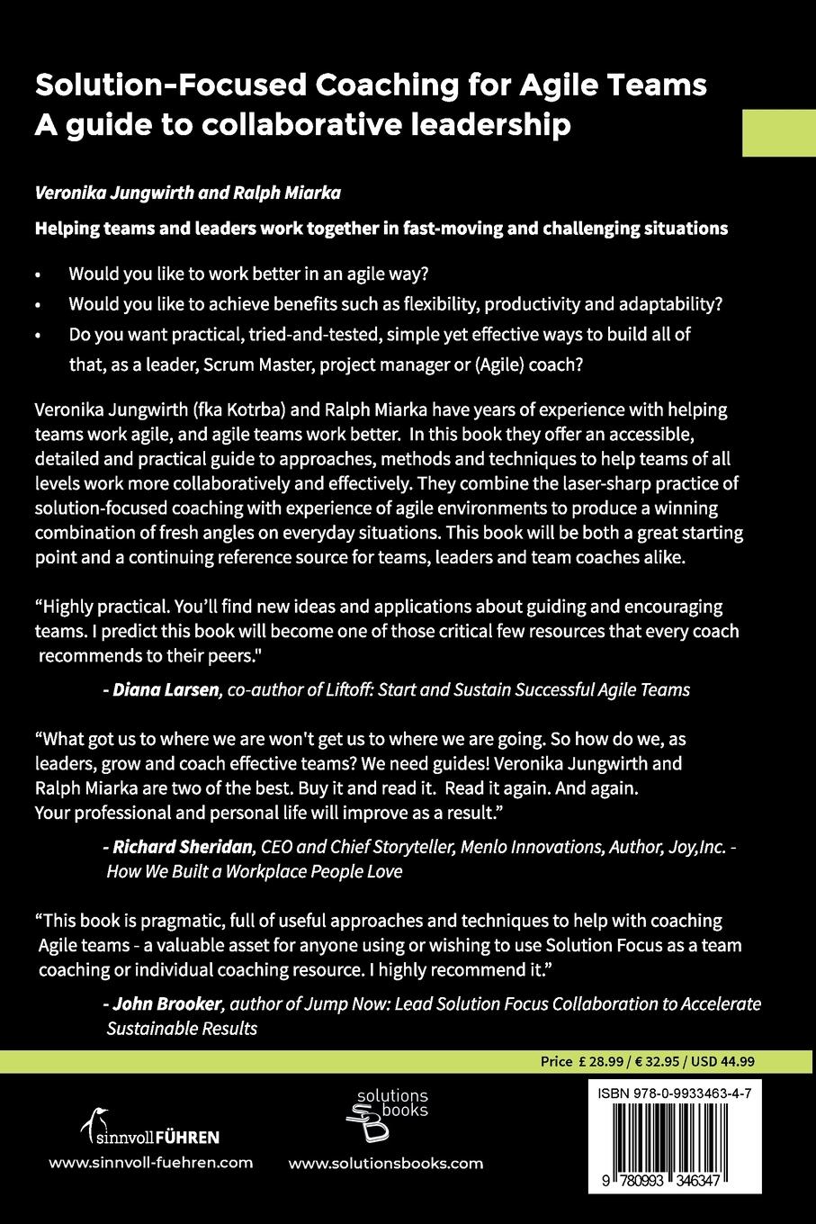 Rückseitencover Solution-Focused Coaching For Agile Teams