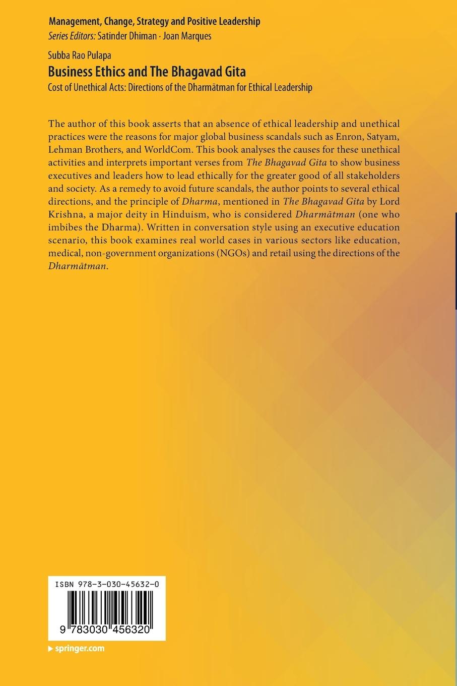 Rückseitencover Business Ethics and The Bhagavad Gita