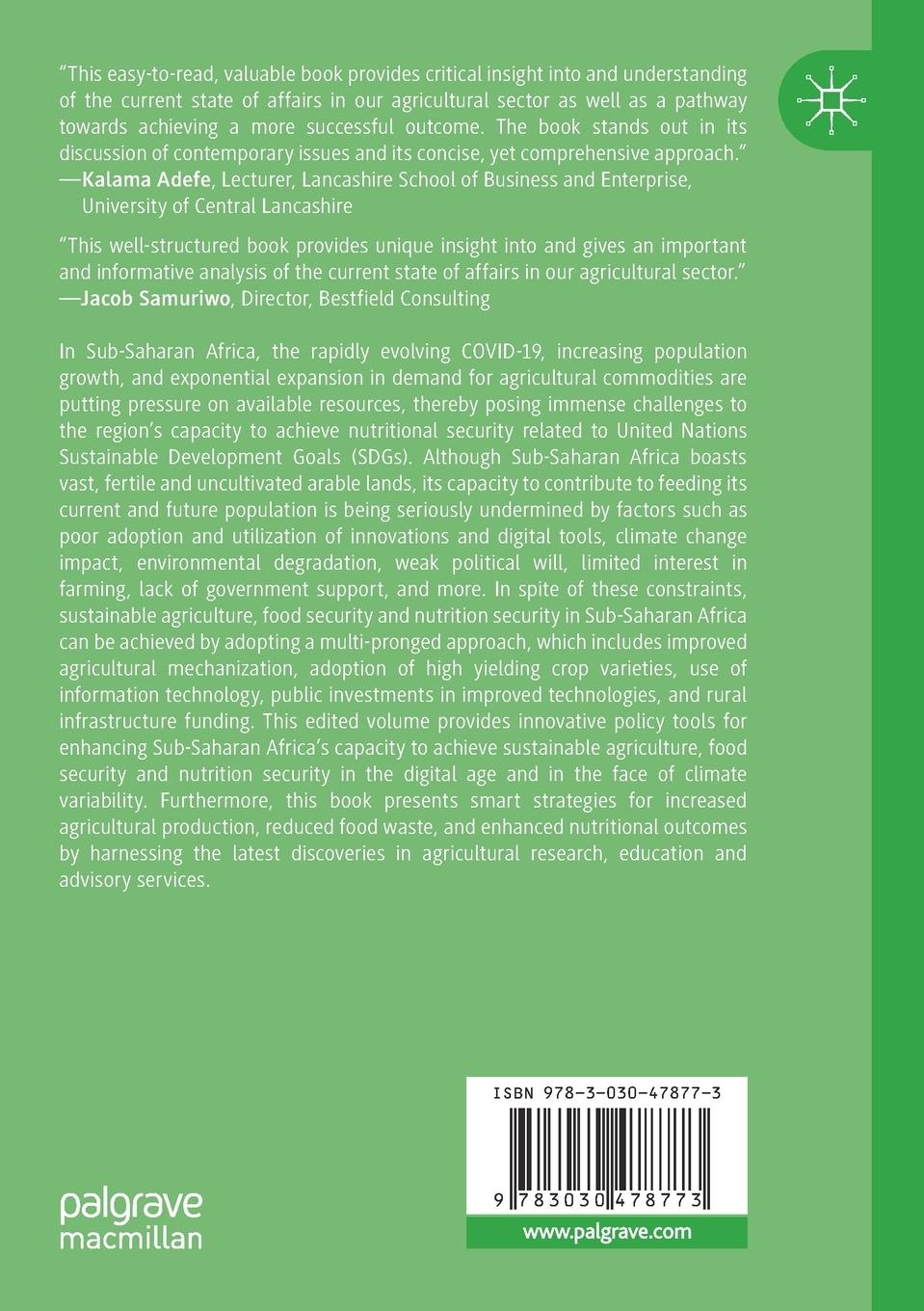 Rückseitencover Nutrition, Sustainable Agriculture and Climate Change in Africa