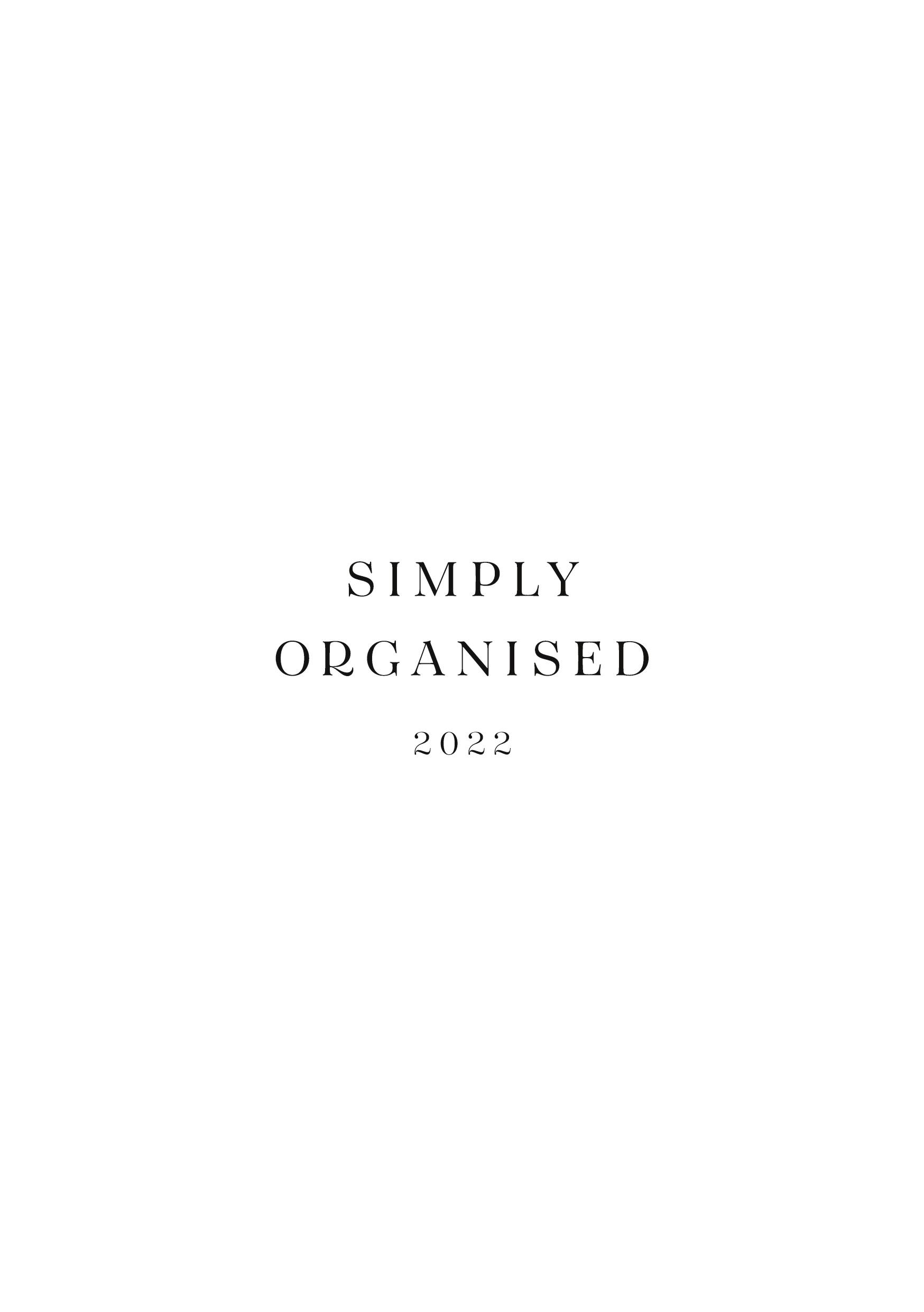 Vorderes Coverbild SIMPLY ORGANISED 2022 - simply white