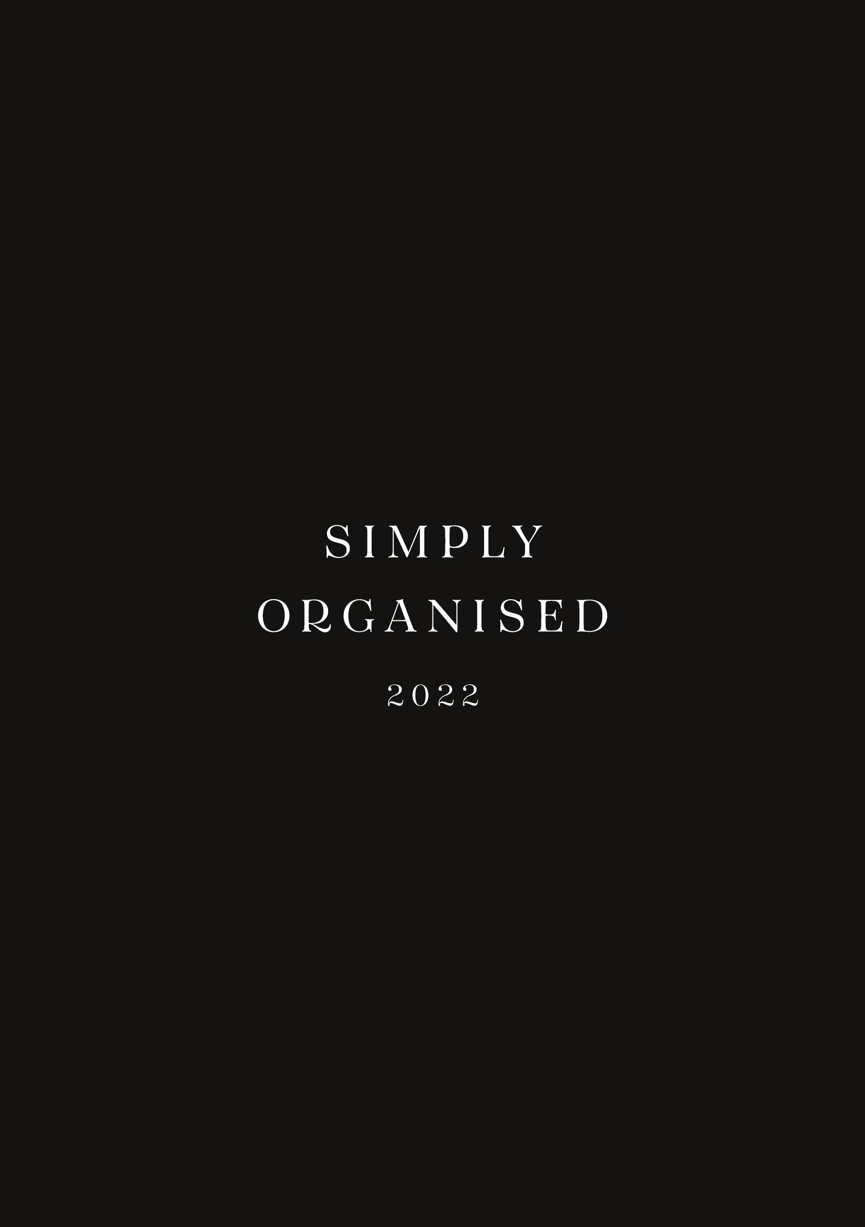 Vorderes Coverbild SIMPLY ORGANISED 2022 - simply black