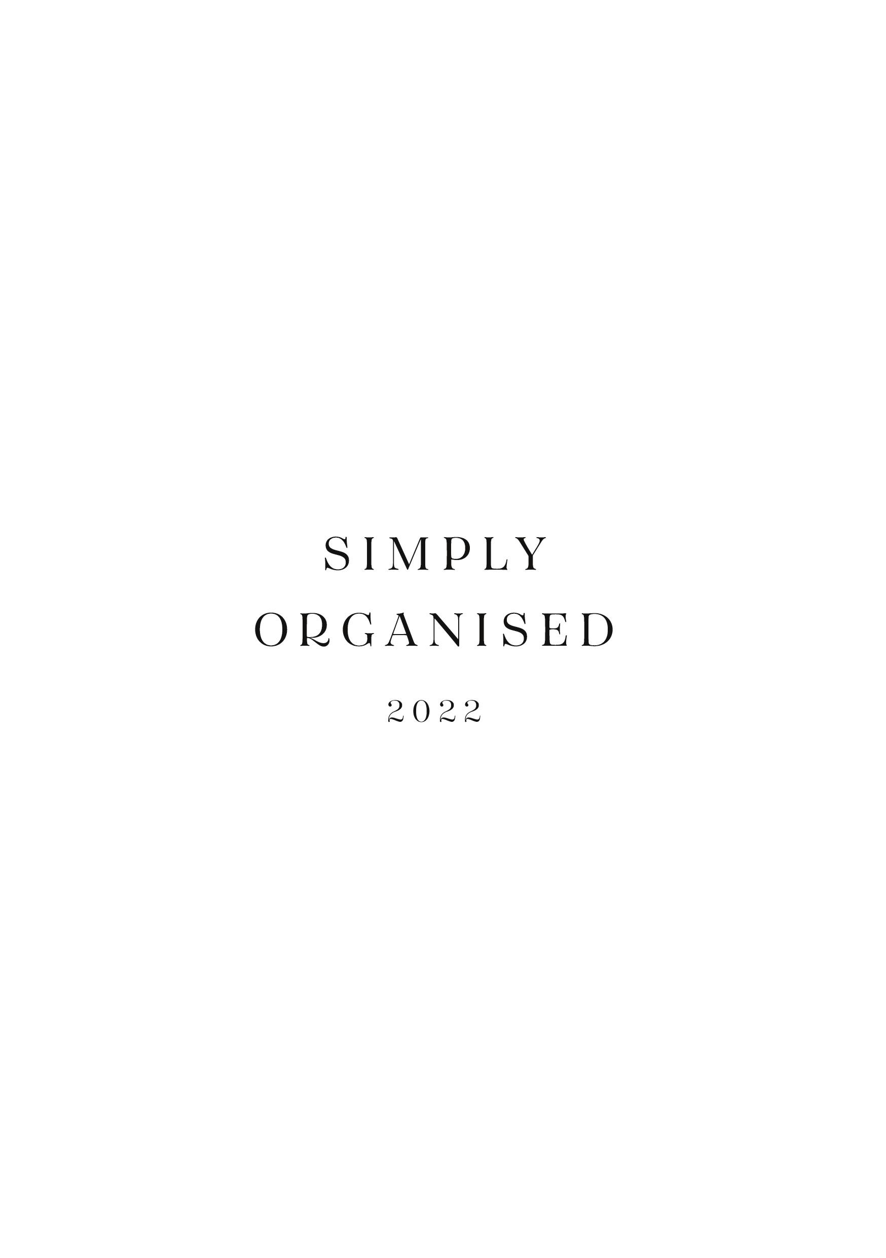 Vorderes Coverbild SIMPLY ORGANISED 2022 - premium white