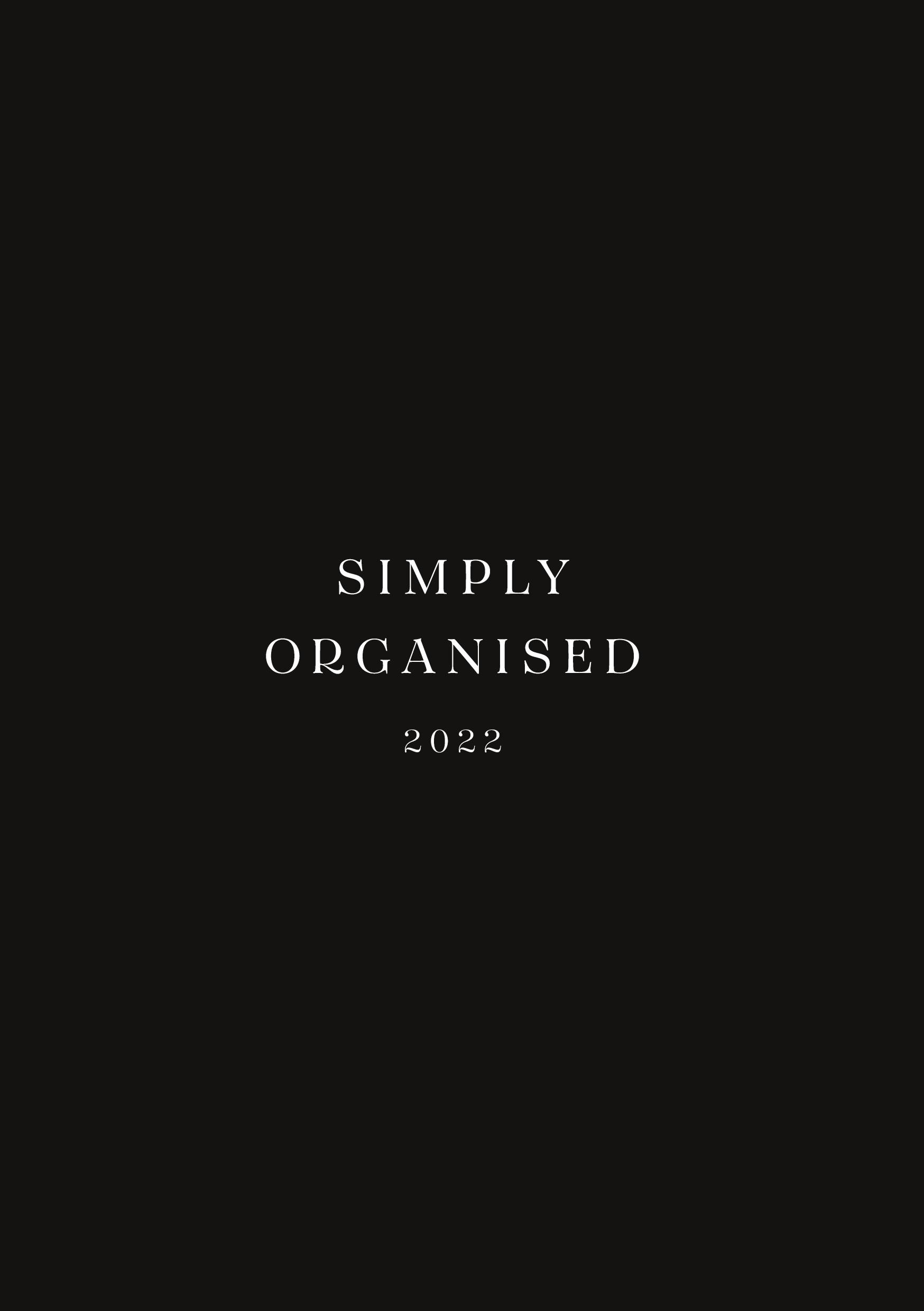 Vorderes Coverbild SIMPLY ORGANISED 2022 - premium black