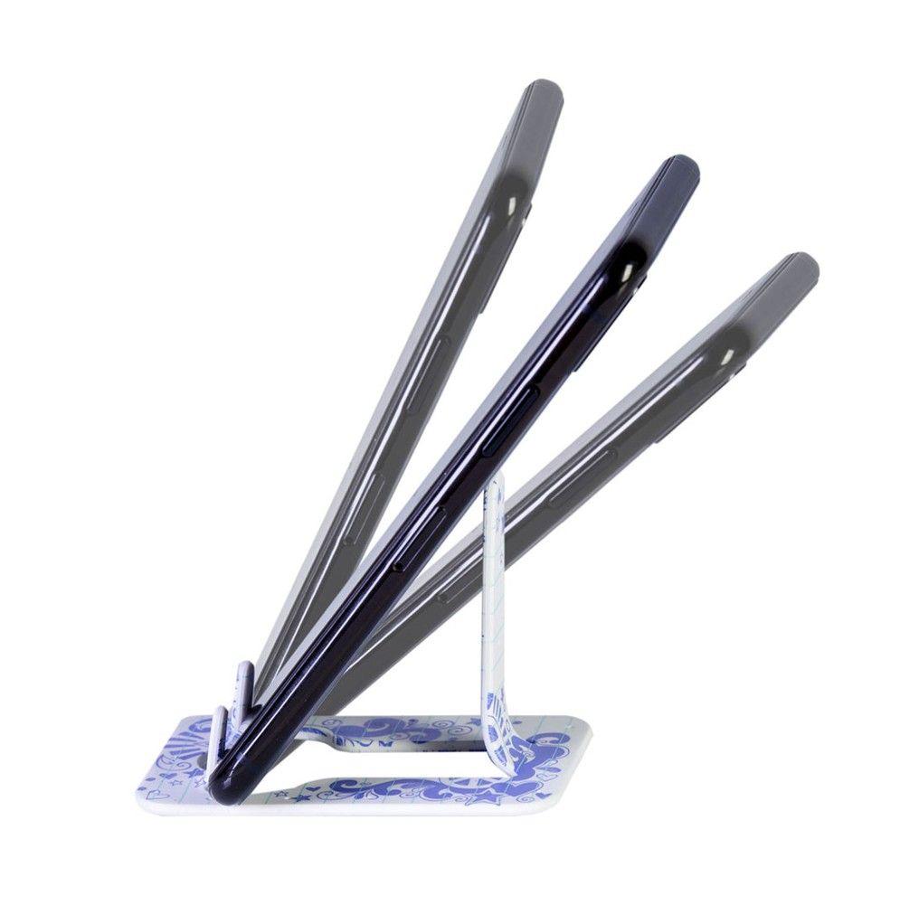 Beispielinhalt (Bild) Flexistand (Doodle) | flexibler Handyaufsteller | für alle Handys und Mini-Tablets | superflach | stufenlos verstellbar | hochkant und quer | passt in jede Hosentasche