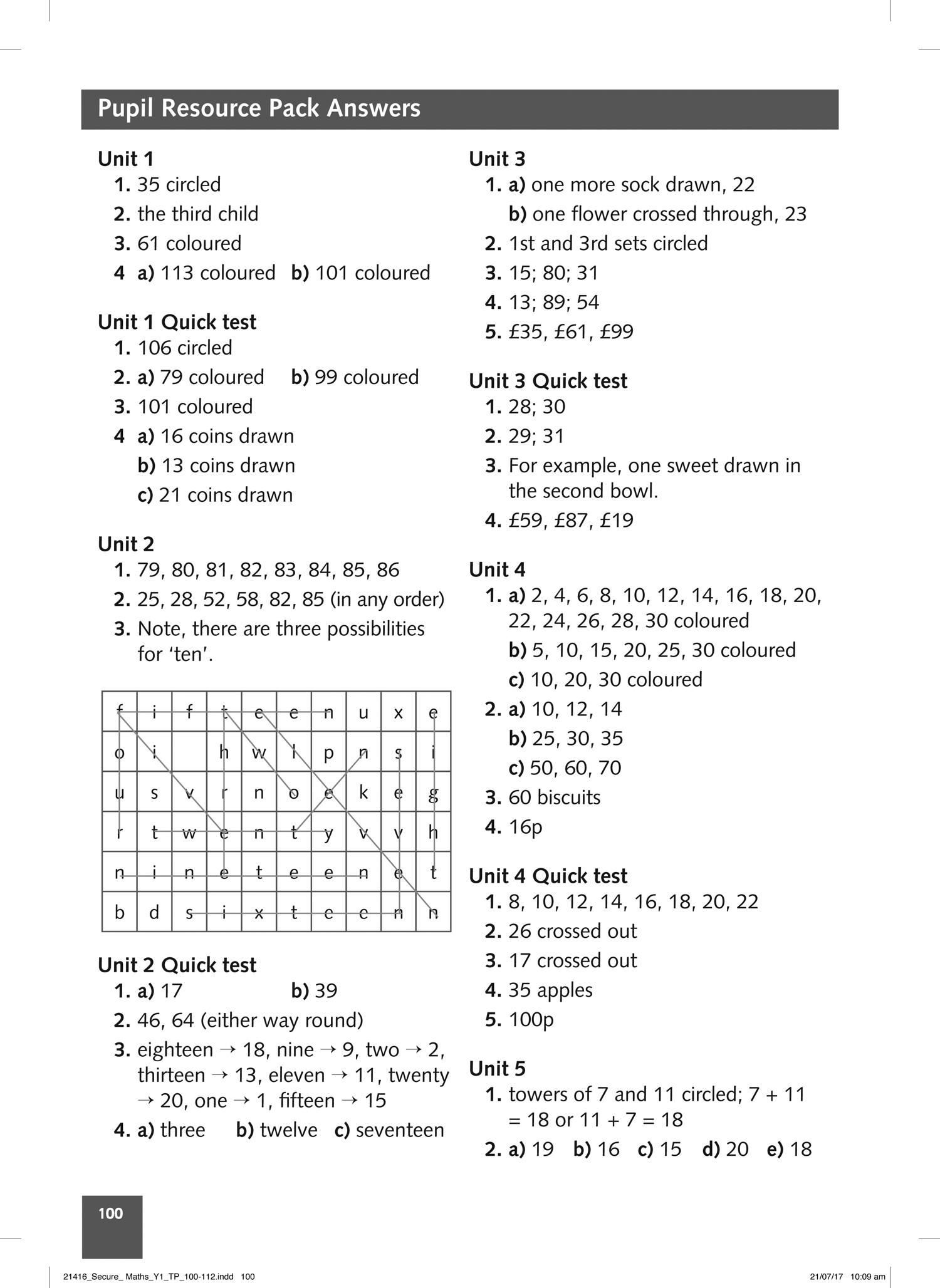 Beispielinhalt (Bild) Secure Year 1 Maths Teacher's Pack