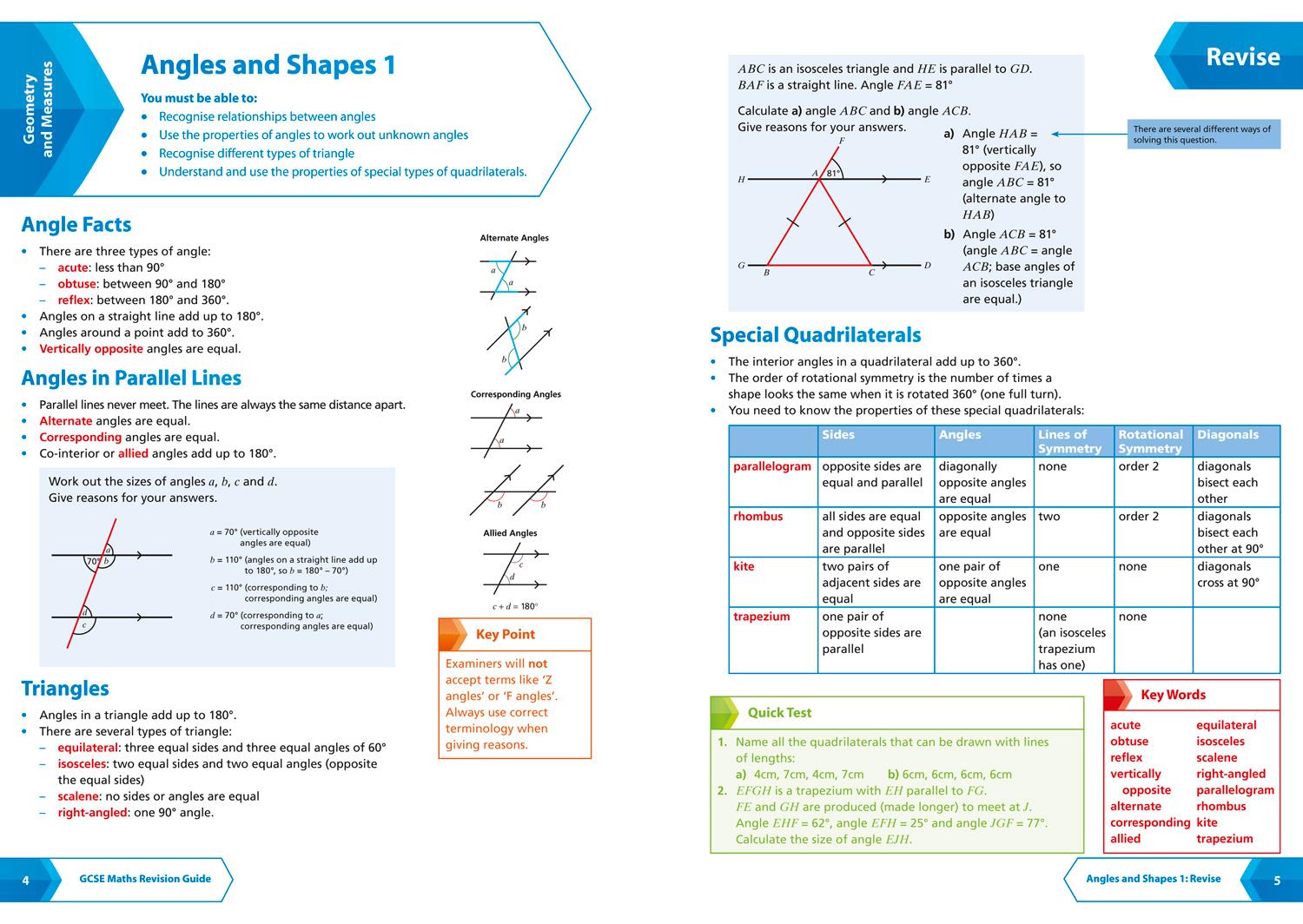 Beispielinhalt (Bild) Collins Snap Revision - Geometry and Measures (for Papers 1, 2 and 3): Aqa GCSE Maths Foundation