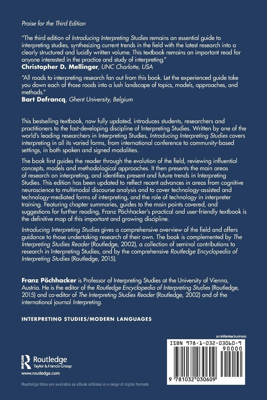 Rückseitencover Introducing Interpreting Studies