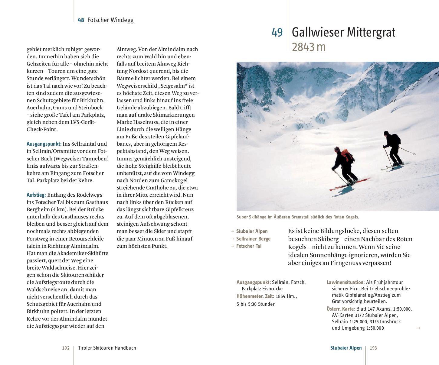 Beispielinhalt (Bild) Tiroler Skitouren Handbuch