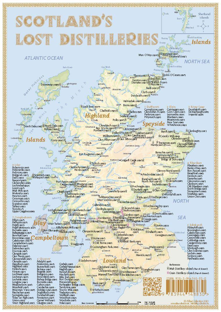Beispielinhalt (Bild) Whisky Distilleries Scotland - Tasting Map